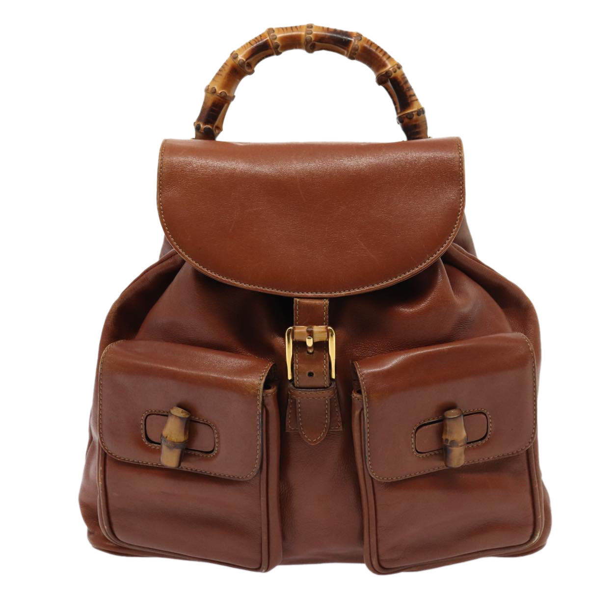 GUCCI Bamboo Backpack Leather Brown 003 2058 0016 ar12099