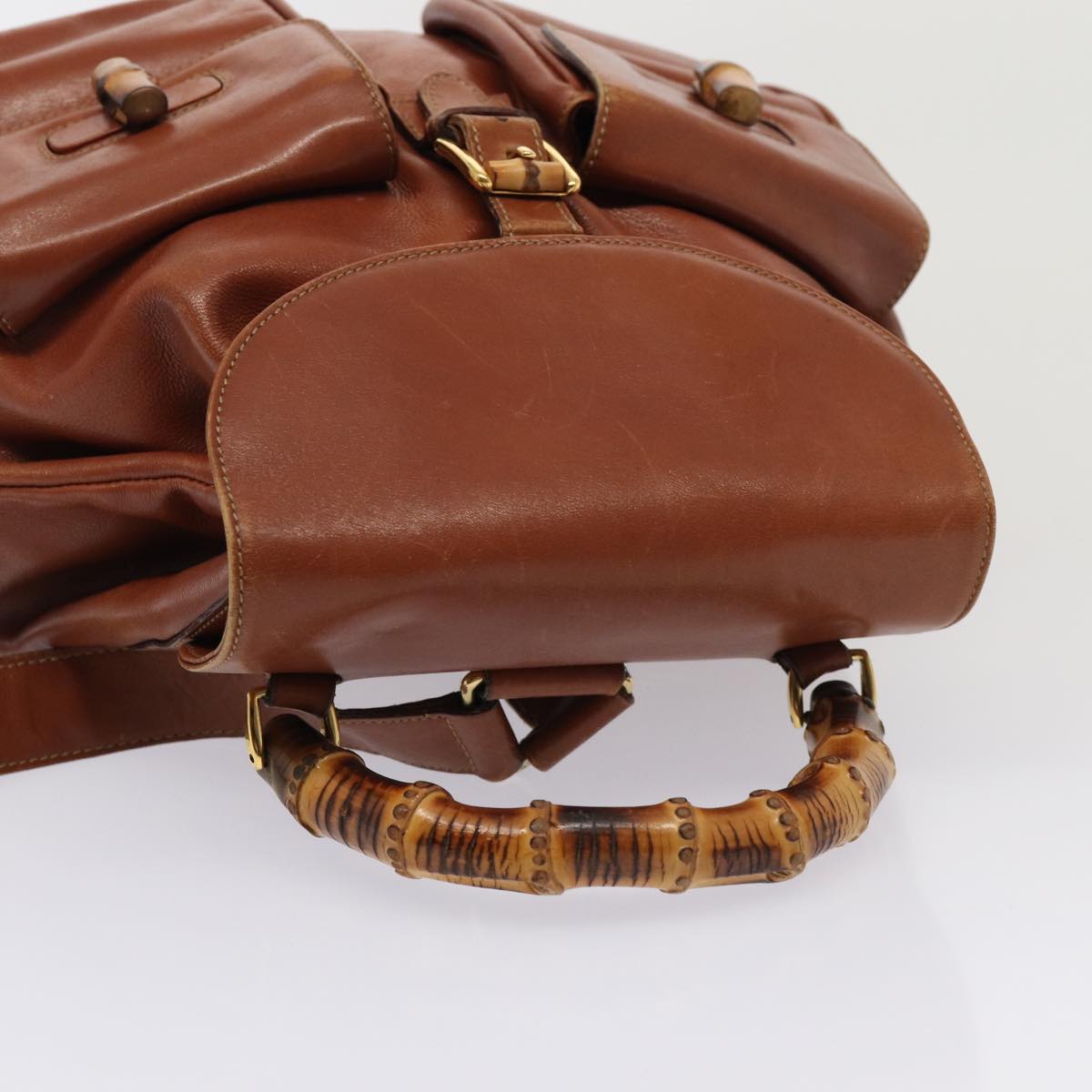 GUCCI Bamboo Backpack Leather Brown 003 2058 0016 ar12099