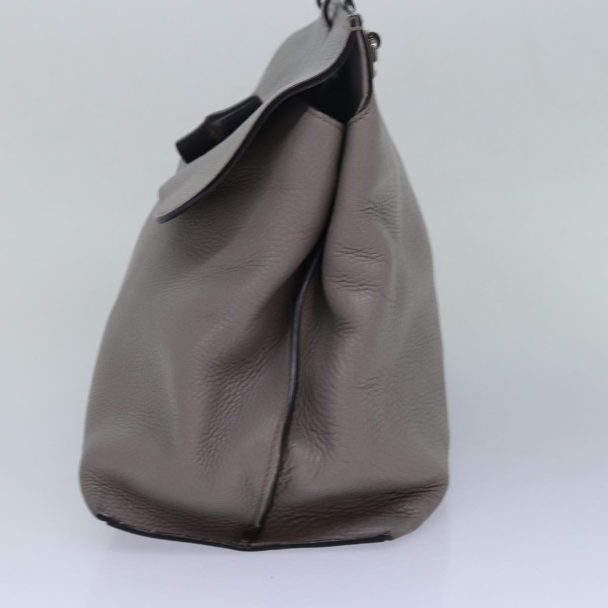 GUCCI Bamboo Daily Hand Bag Leather 2way Gray 370830 ar12107
