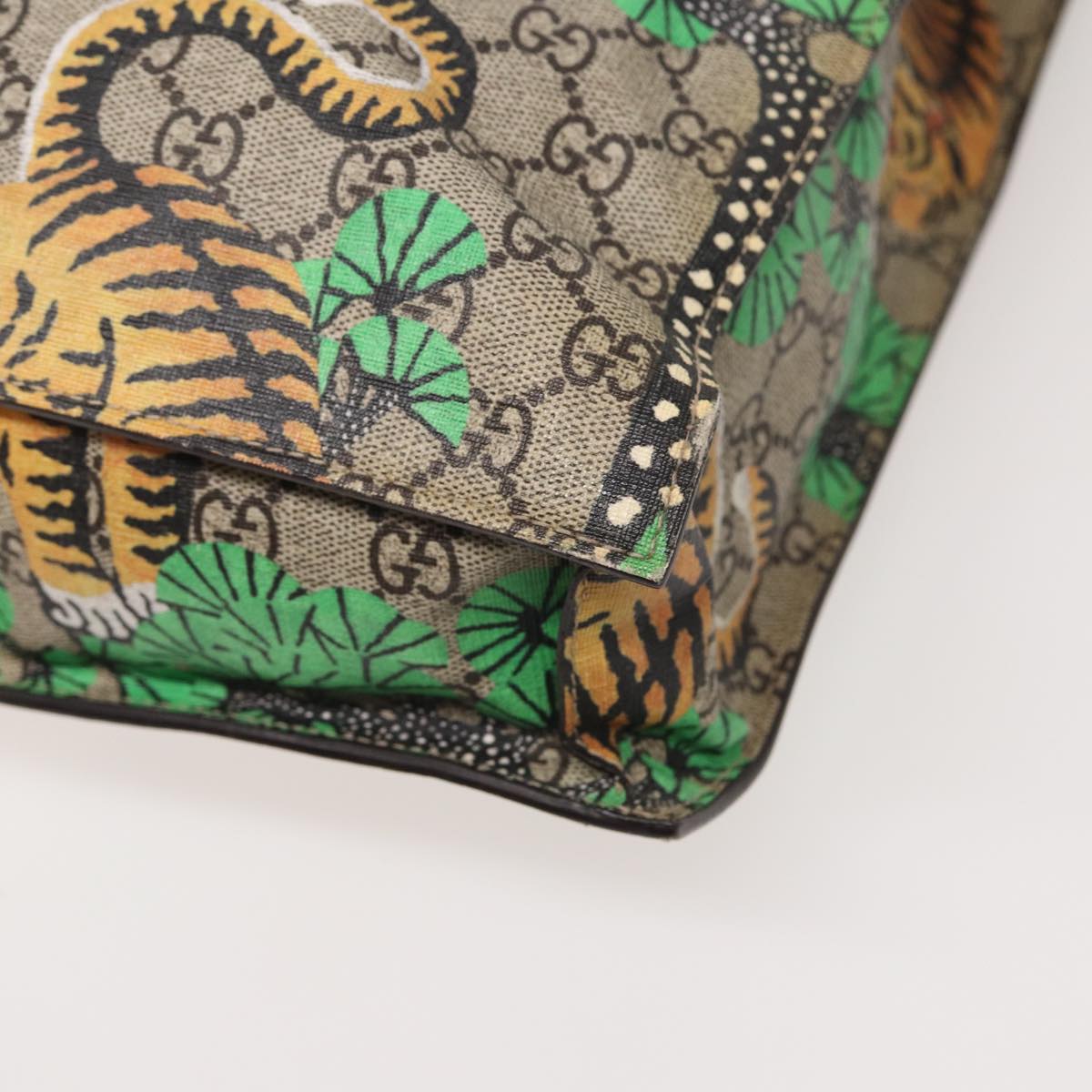 GUCCI GG Canvas Bengal Tiger Tote Bag PVC 2way Beige Green yellow ar12133A