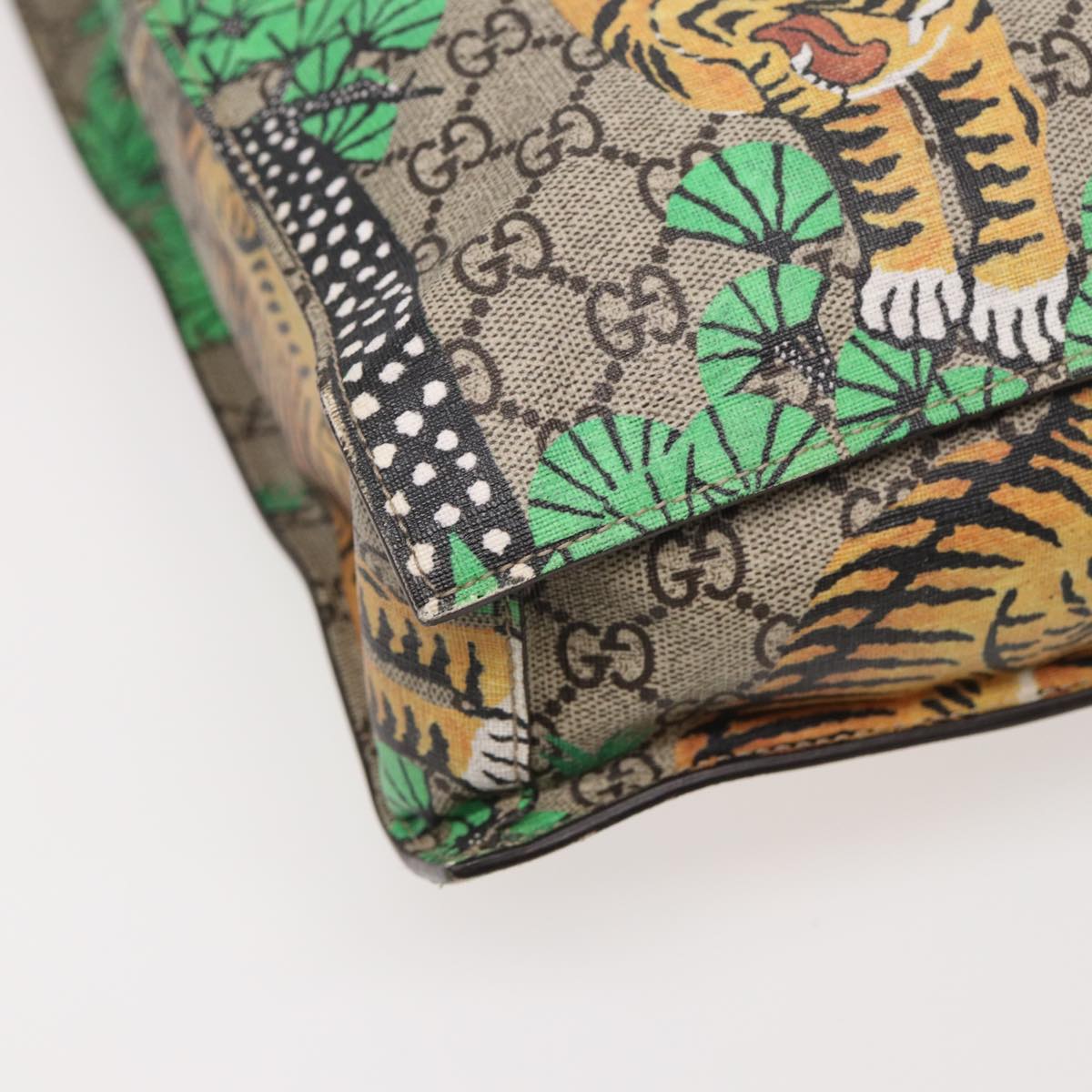 GUCCI GG Canvas Bengal Tiger Tote Bag PVC 2way Beige Green yellow ar12133A
