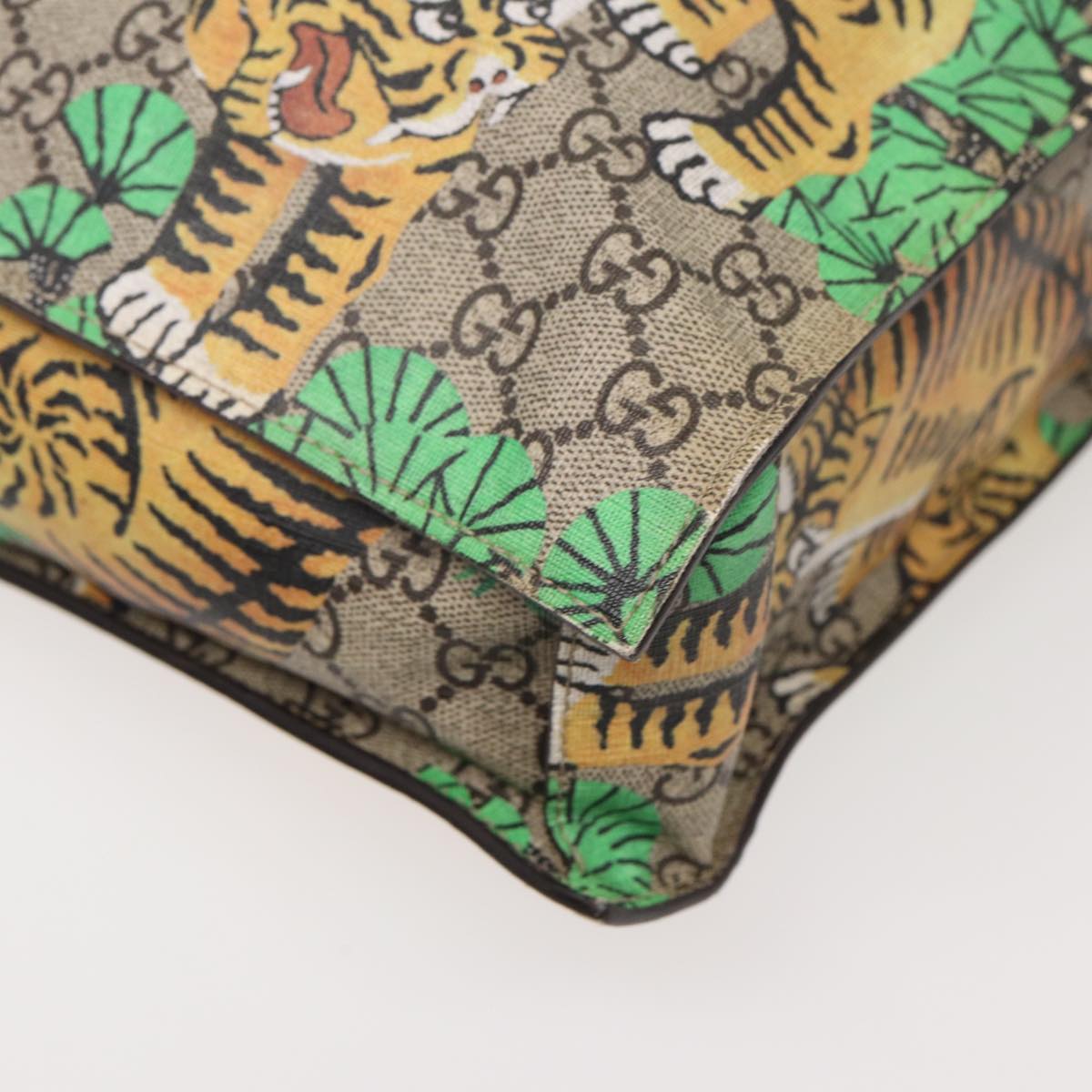 GUCCI GG Canvas Bengal Tiger Tote Bag PVC 2way Beige Green yellow ar12133A