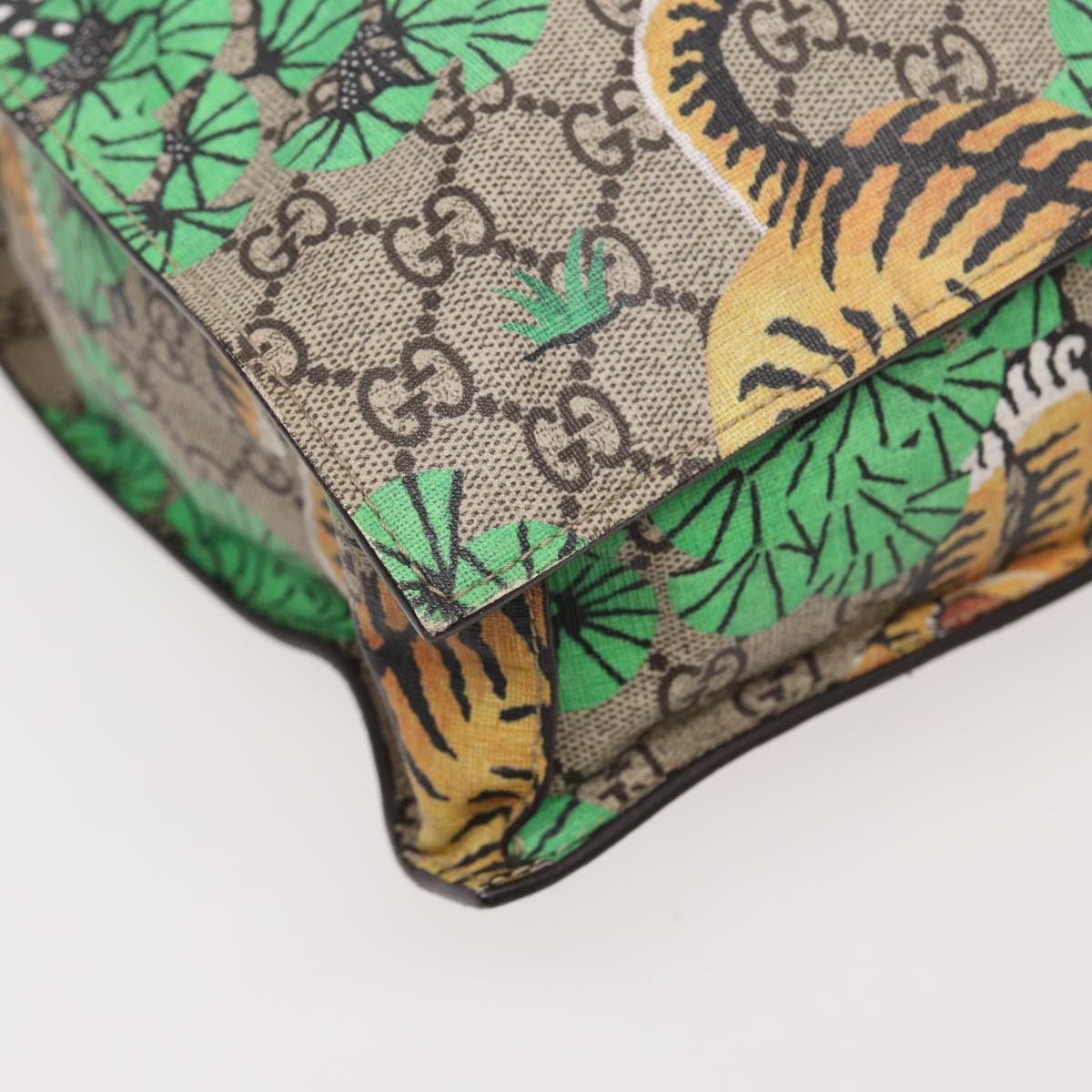GUCCI GG Canvas Bengal Tiger Tote Bag PVC 2way Beige Green yellow ar12133A