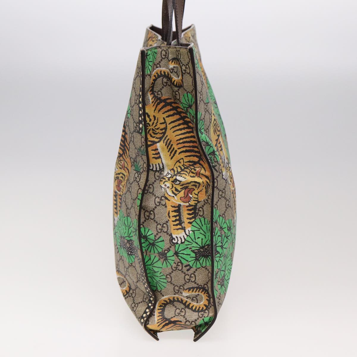 GUCCI GG Canvas Bengal Tiger Tote Bag PVC 2way Beige Green yellow ar12133A