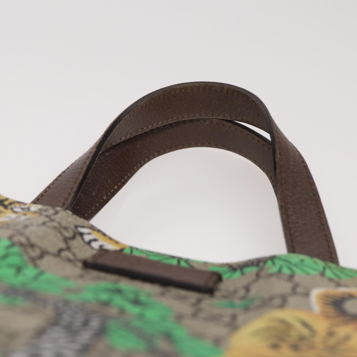GUCCI GG Canvas Bengal Tiger Tote Bag PVC 2way Beige Green yellow ar12133A