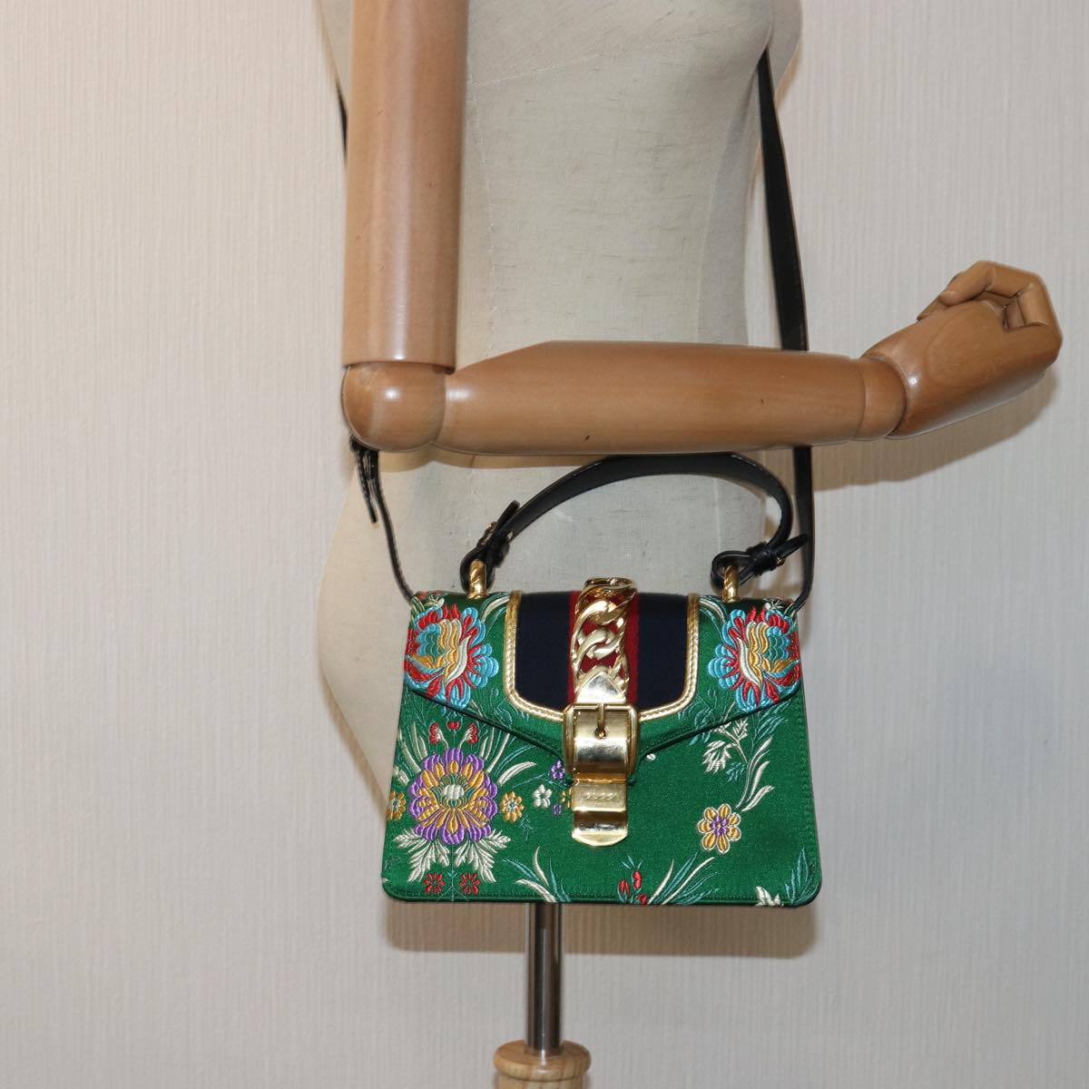 GUCCI Silvi Mini Hand Bag Satin 2way Multicolor 472107 ar12144