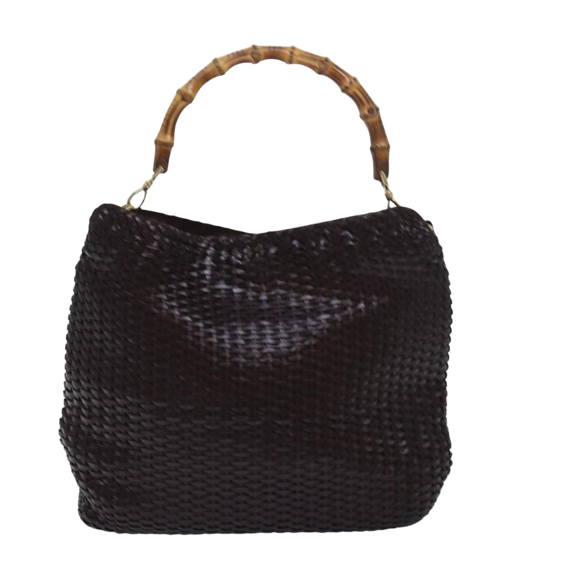 GUCCI Bamboo Hand Bag Leather 2way Brown ar12213