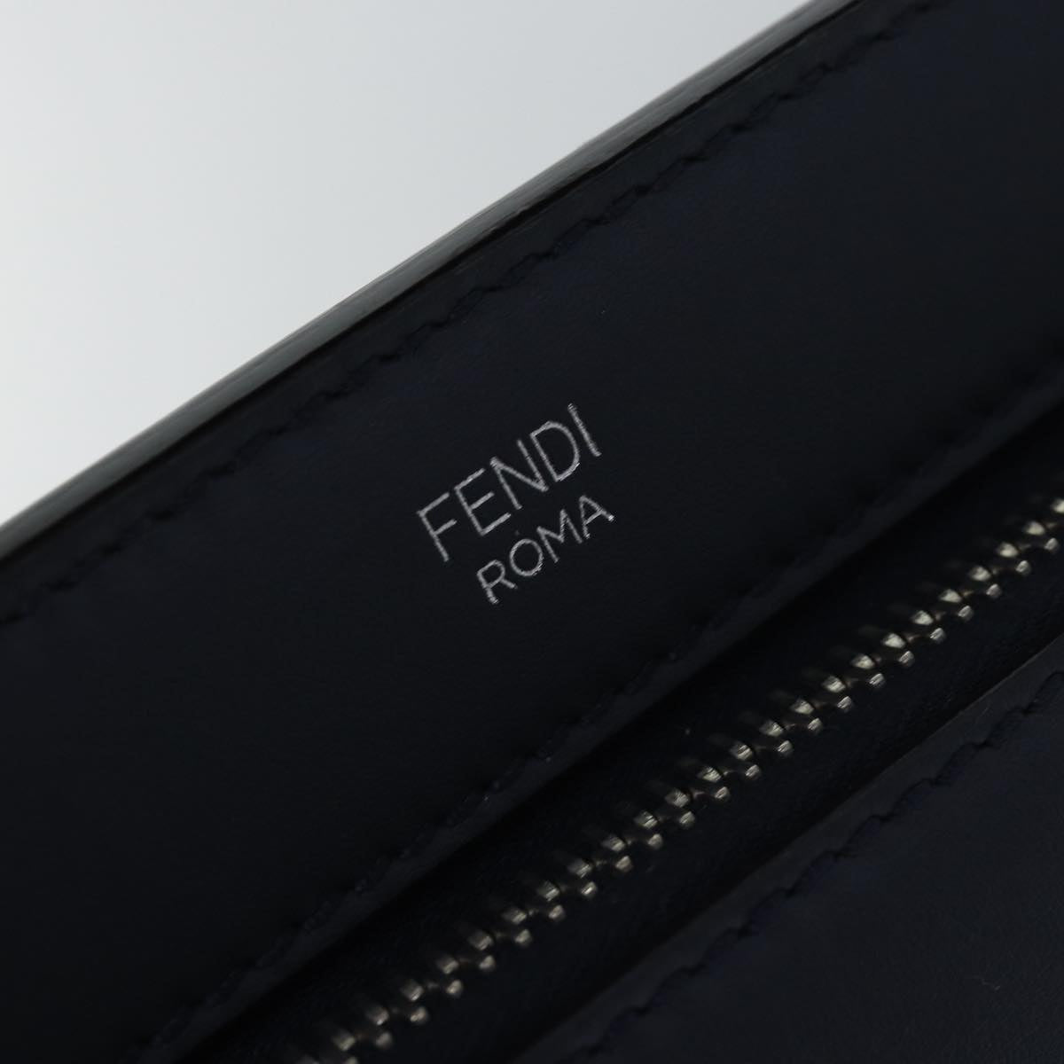 FENDI Dot Com Hand Bag Leather 2way Navy ar12222