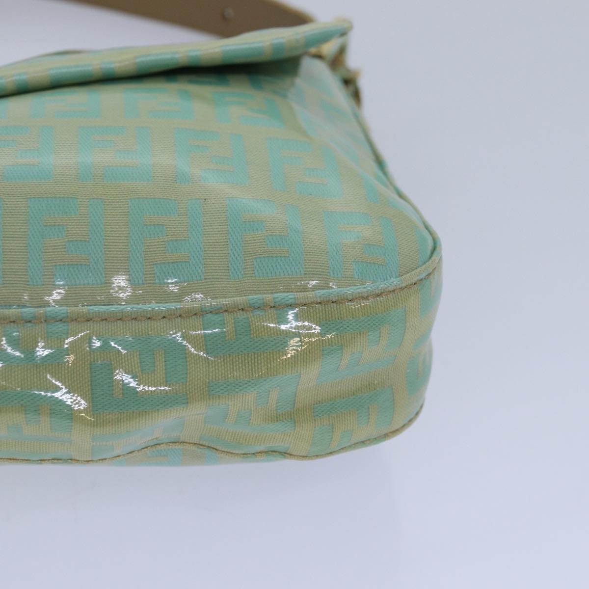 FENDI Zucchino Canvas Mamma Baguette Shoulder Bag Light Blue ar12256