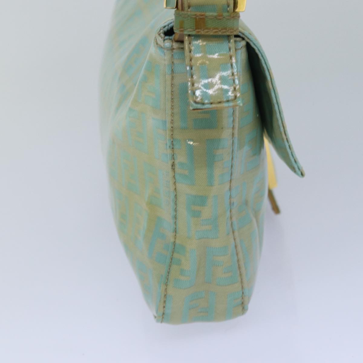 FENDI Zucchino Canvas Mamma Baguette Shoulder Bag Light Blue ar12256