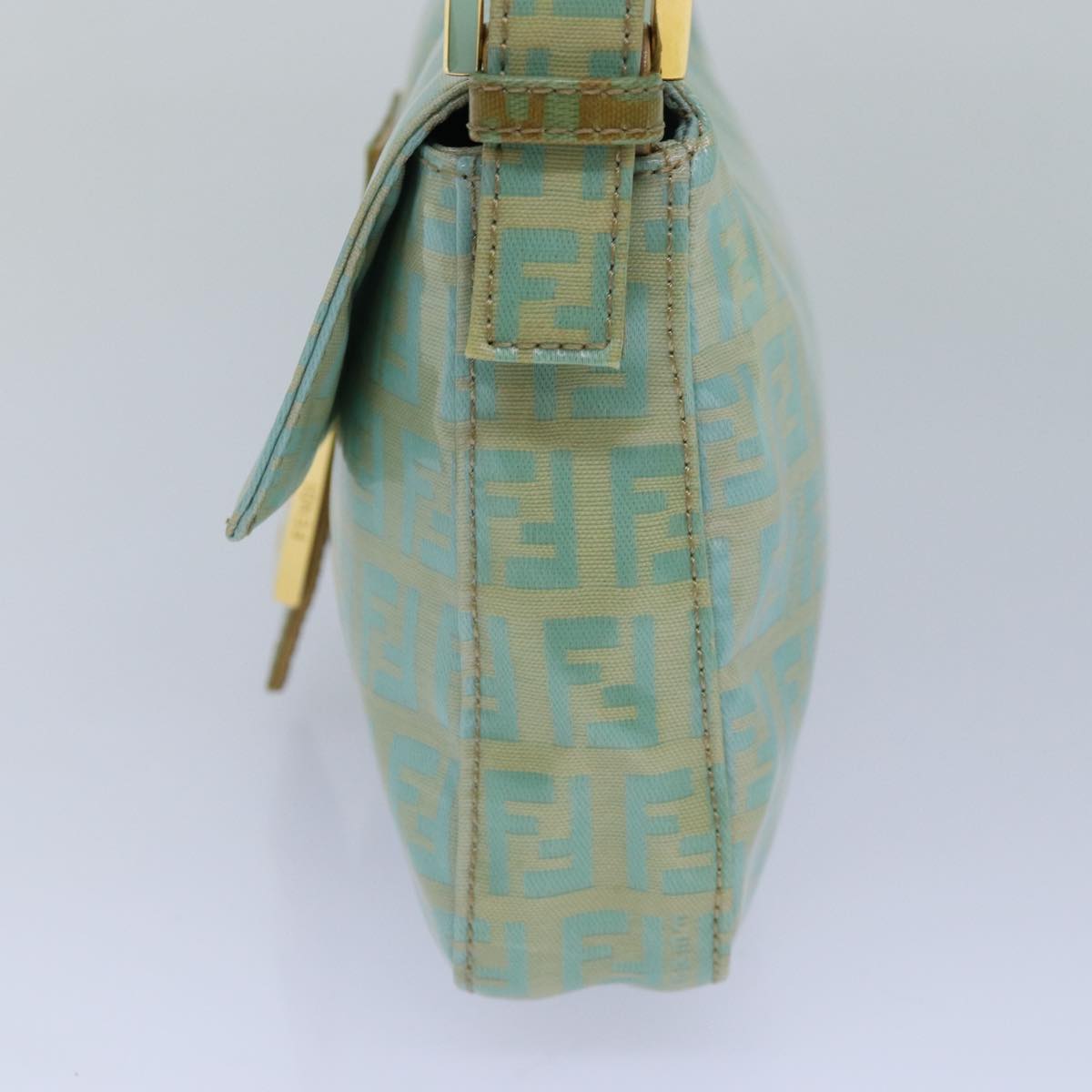 FENDI Zucchino Canvas Mamma Baguette Shoulder Bag Light Blue ar12256
