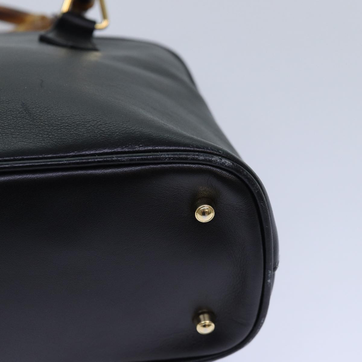 GUCCI Bamboo Hand Bag Leather 2way Black 000 1046 0290 ar12273
