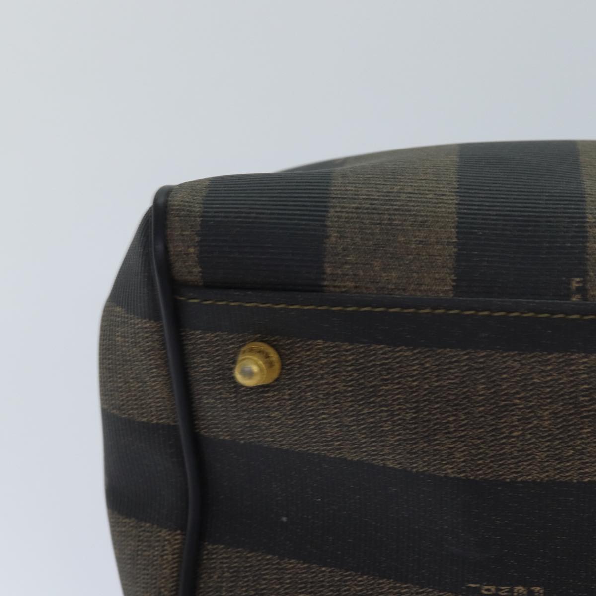 FENDI Pecan Canvas Hand Bag Brown Black ar12307