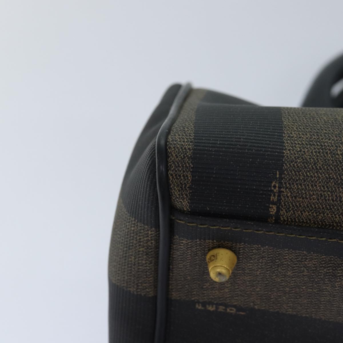 FENDI Pecan Canvas Hand Bag Brown Black ar12307