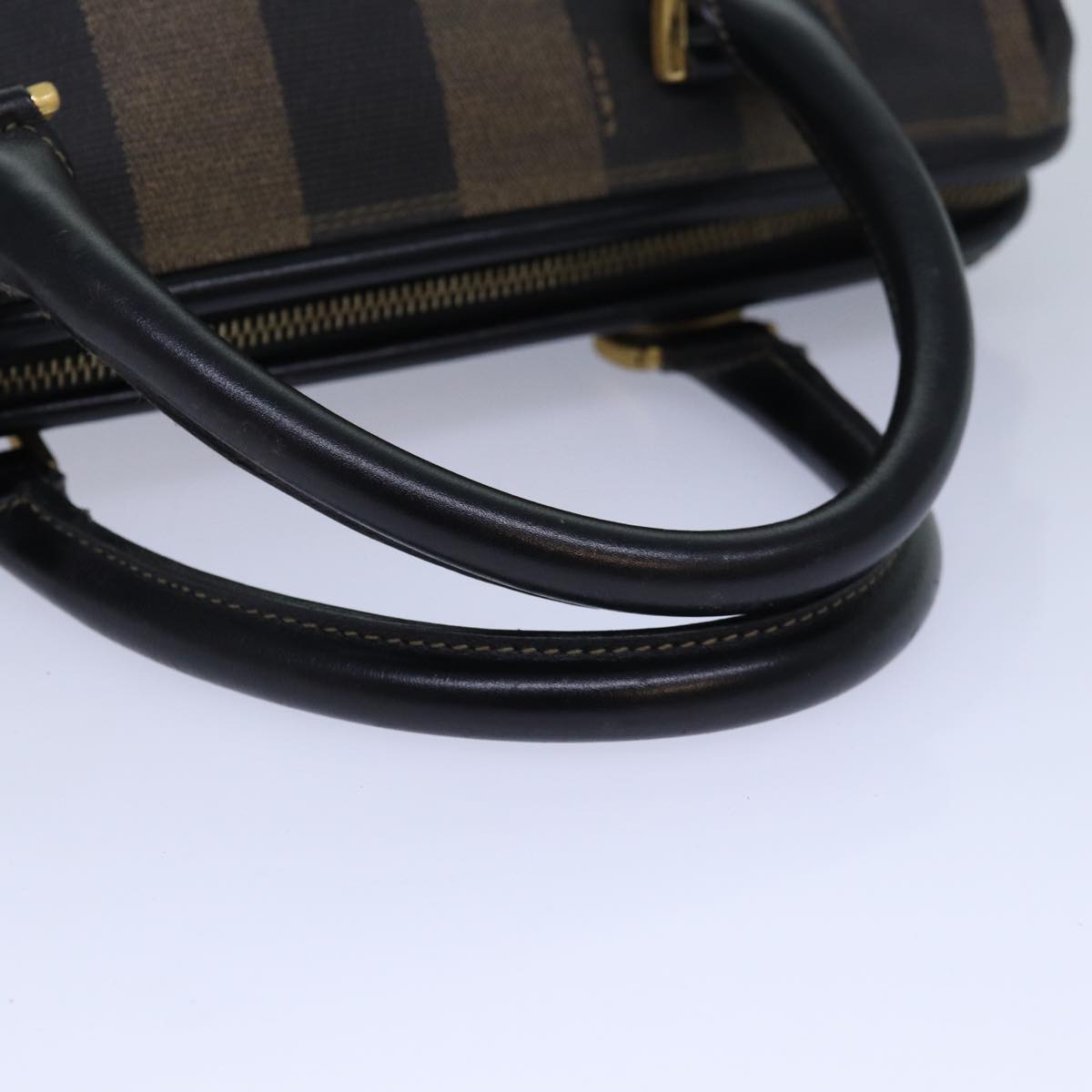 FENDI Pecan Canvas Hand Bag Brown Black ar12307