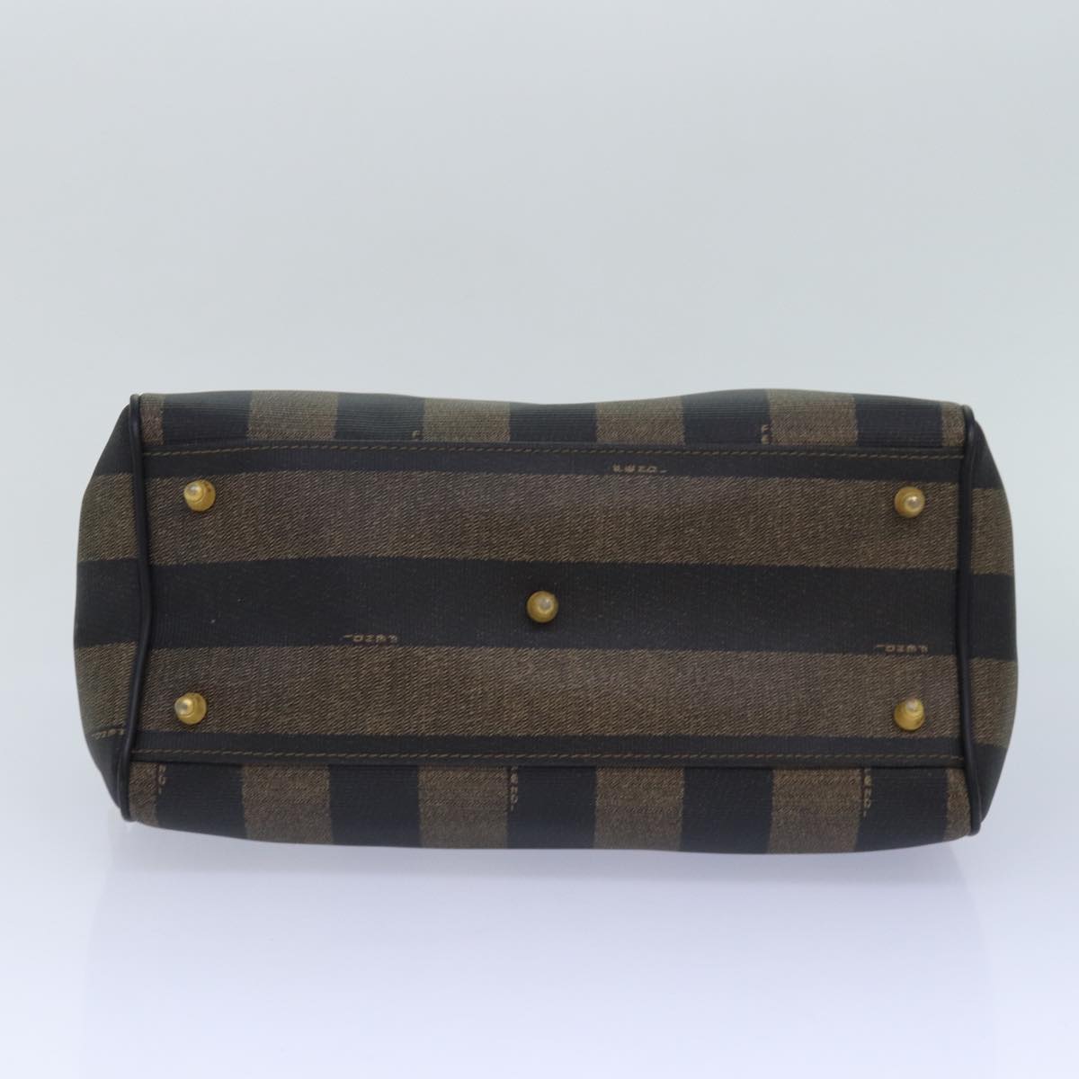FENDI Pecan Canvas Hand Bag Brown Black ar12307