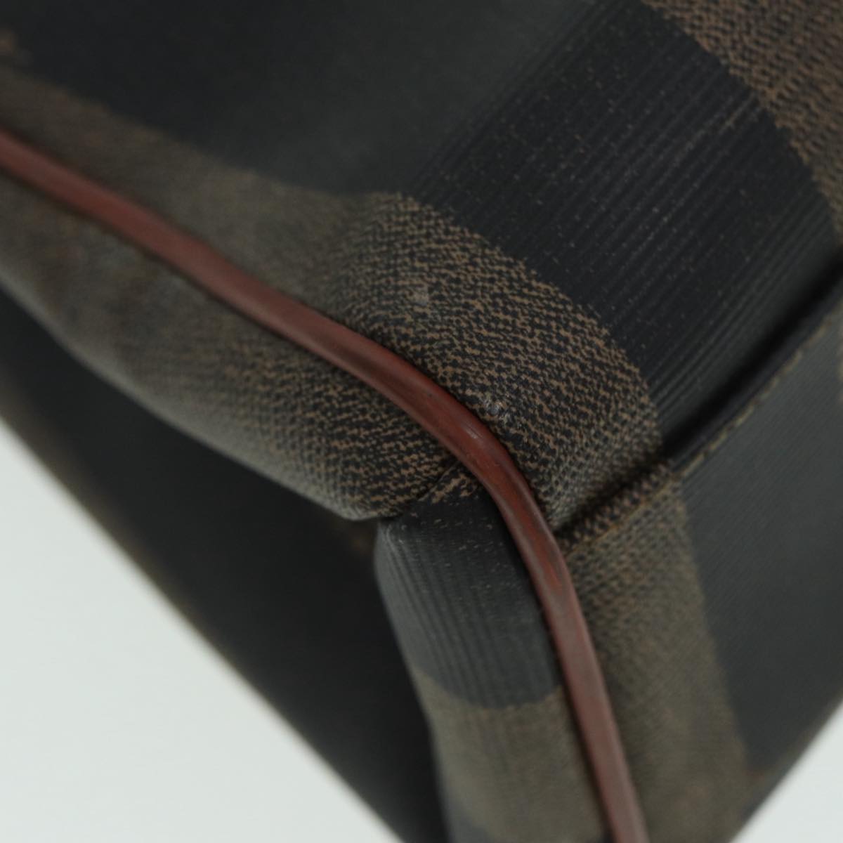 FENDI Pecan Canvas Hand Bag Brown Black ar12314
