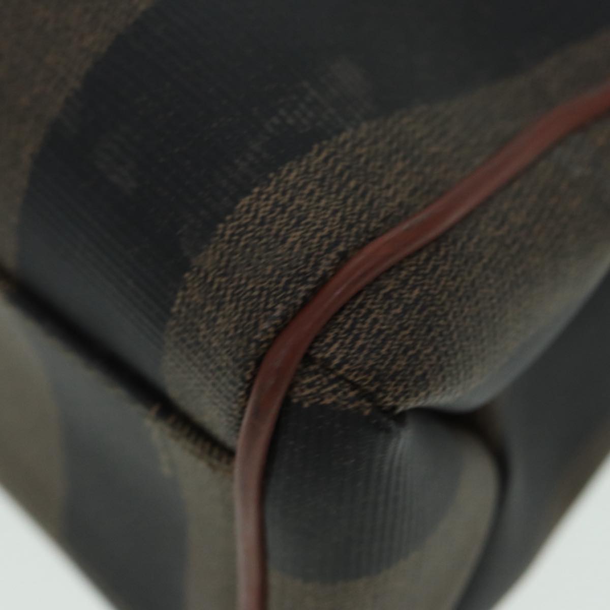 FENDI Pecan Canvas Hand Bag Brown Black ar12314