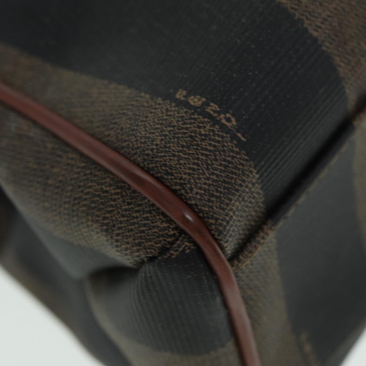 FENDI Pecan Canvas Hand Bag Brown Black ar12314