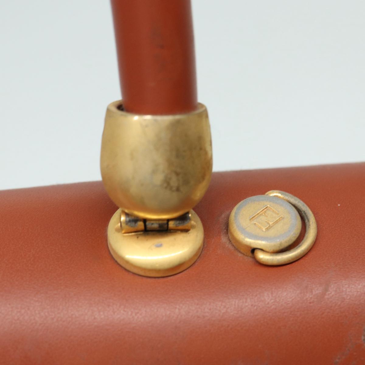 FENDI Pecan Canvas Hand Bag Brown Black ar12314