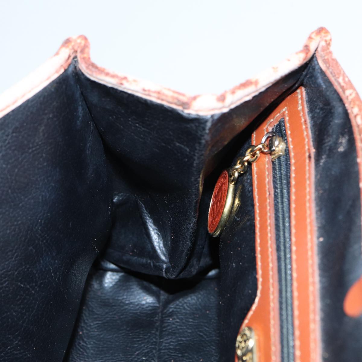 FENDI Pecan Canvas Hand Bag Brown Black ar12314