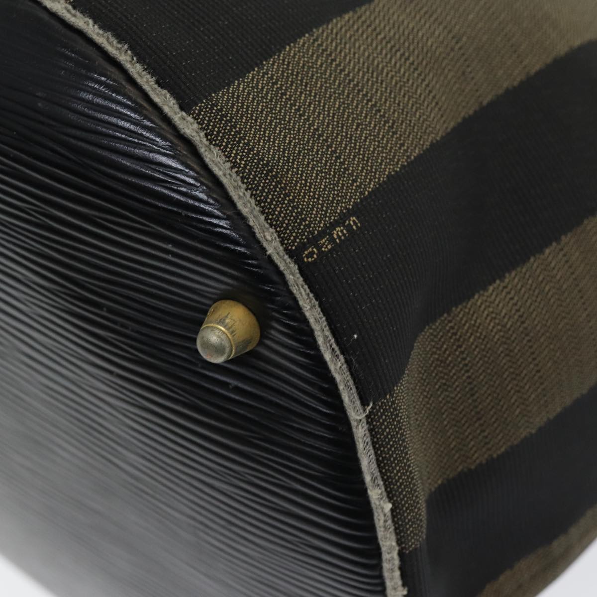 FENDI Pecan Canvas Hand Bag Brown Black ar12316