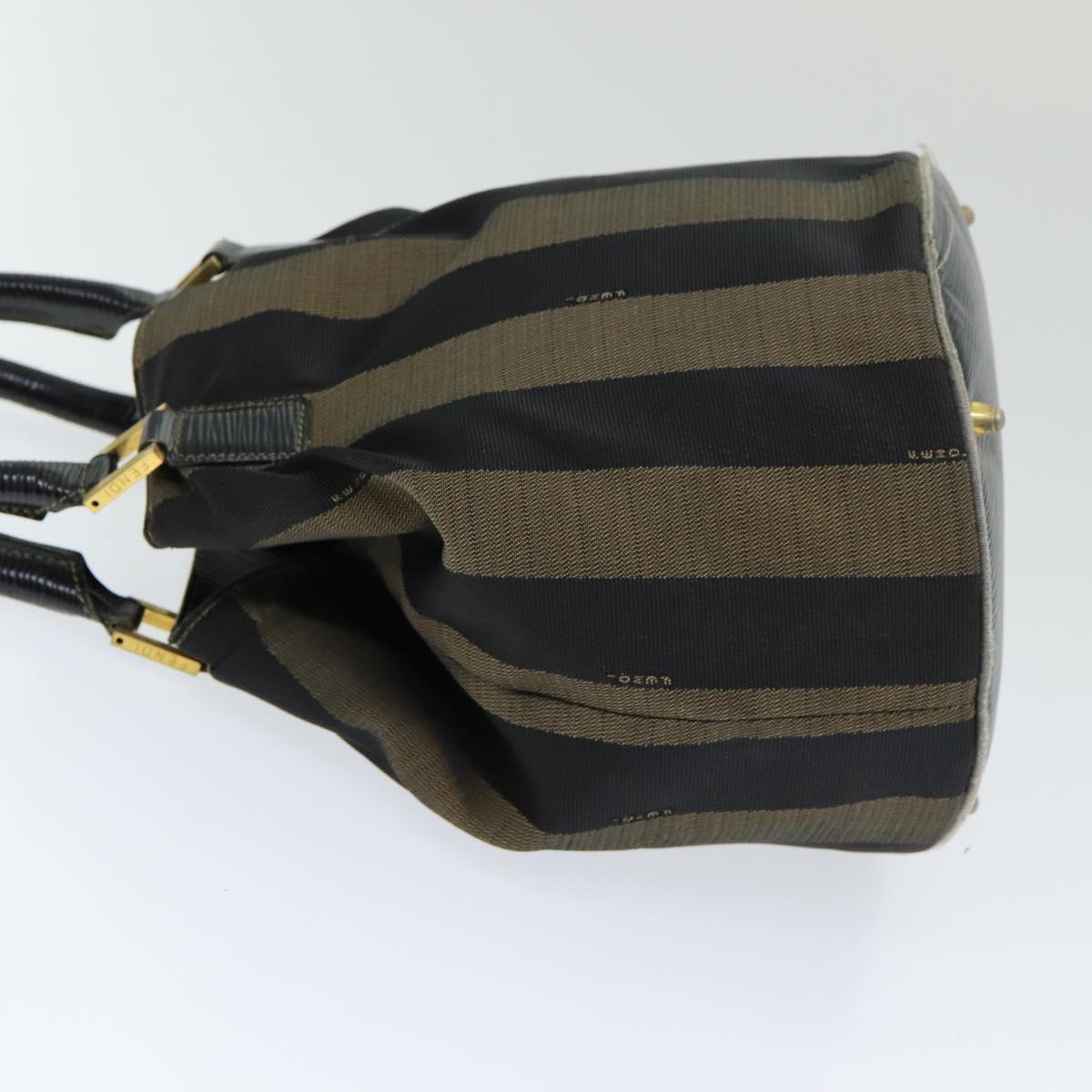 FENDI Pecan Canvas Hand Bag Brown Black ar12316