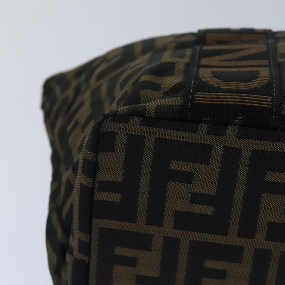 FENDI Zucca Canvas Hand Bag Brown Black ar12317