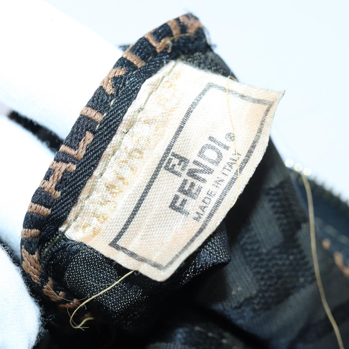 FENDI Zucca Canvas Hand Bag Brown Black ar12317