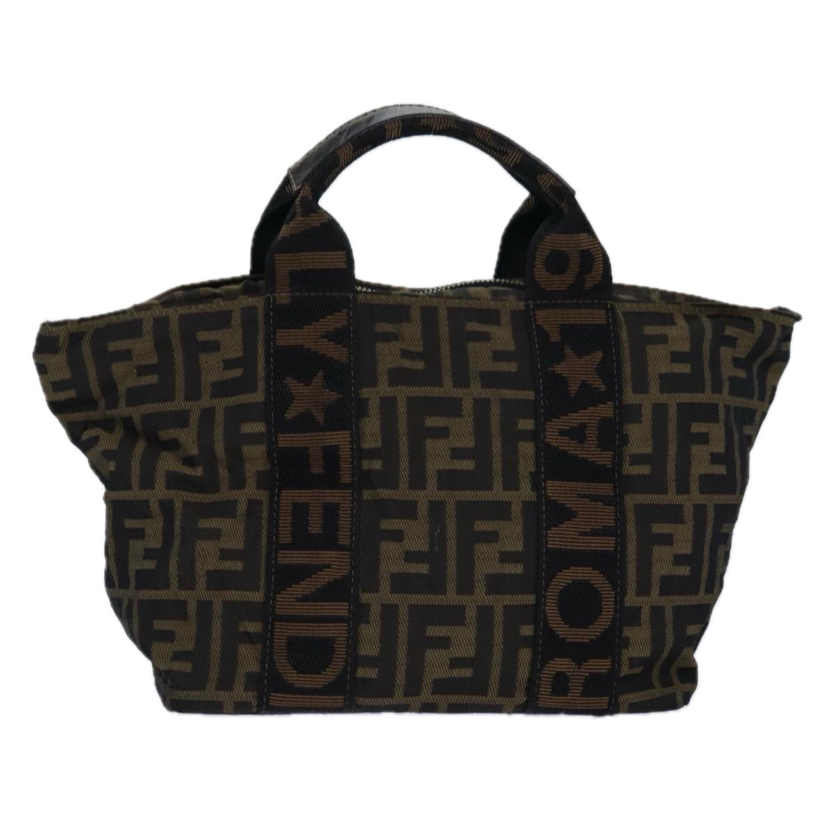 FENDI Zucca Canvas Hand Bag Brown Black ar12317