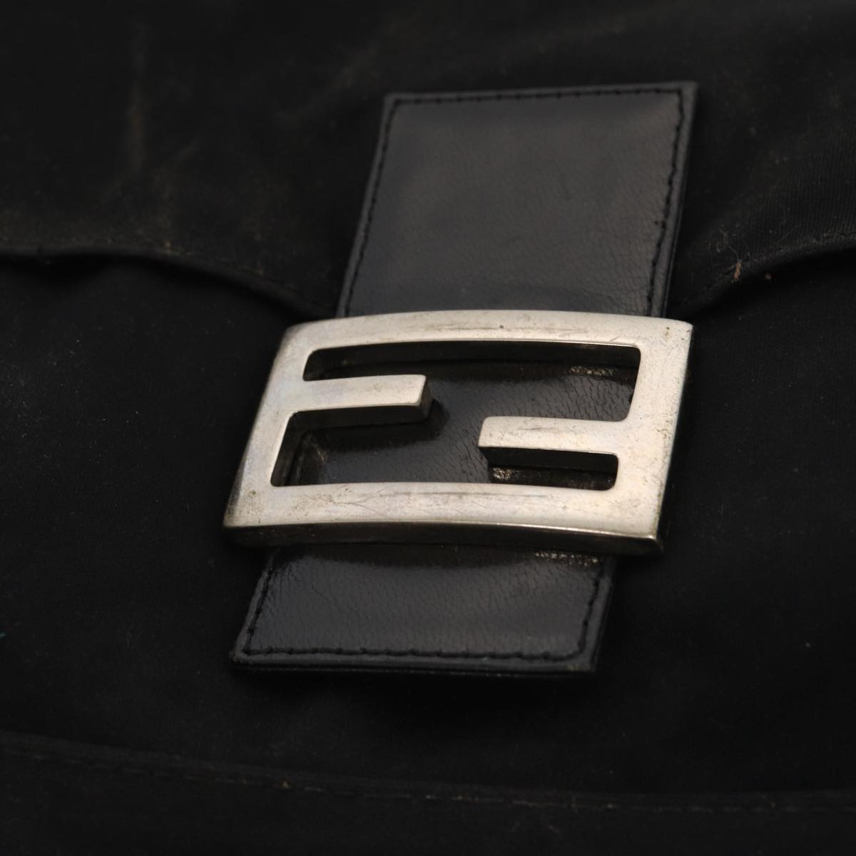 FENDI Mamma Baguette Shoulder Bag Nylon Black ar12319