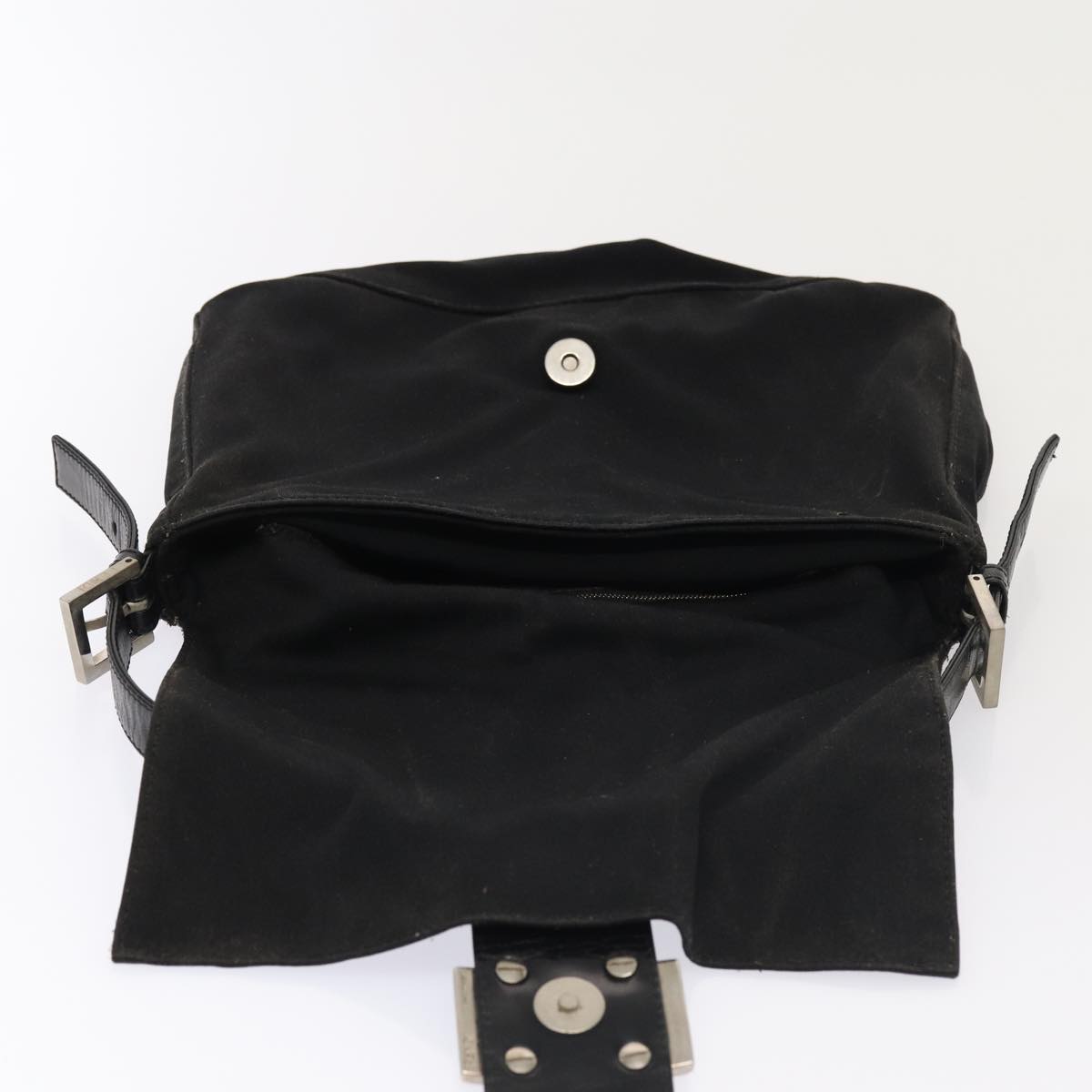 FENDI Mamma Baguette Shoulder Bag Nylon Black ar12319