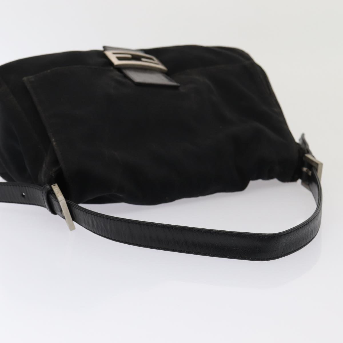 FENDI Mamma Baguette Shoulder Bag Nylon Black ar12319