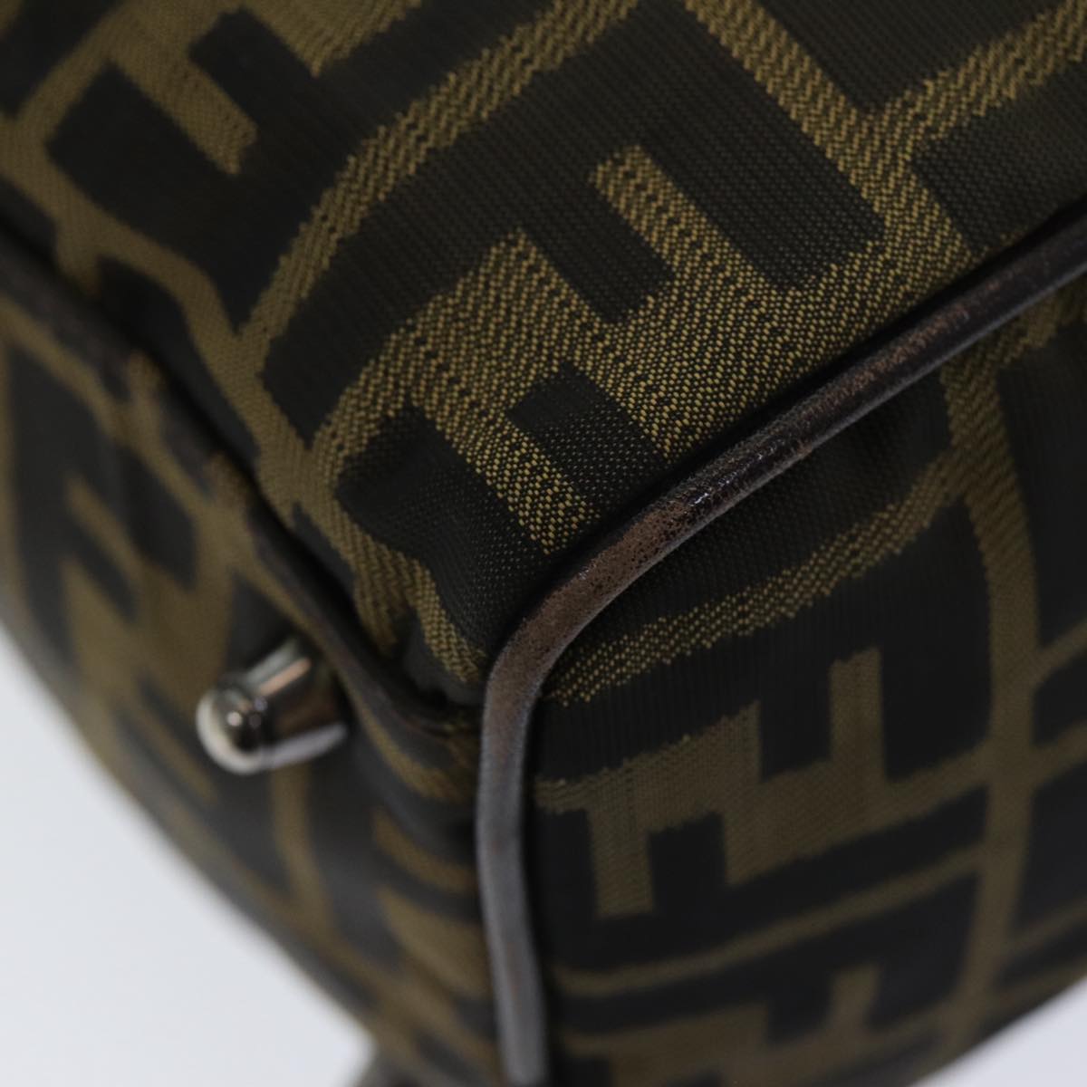 FENDI Zucca Canvas Hand Bag Brown Black ar12386