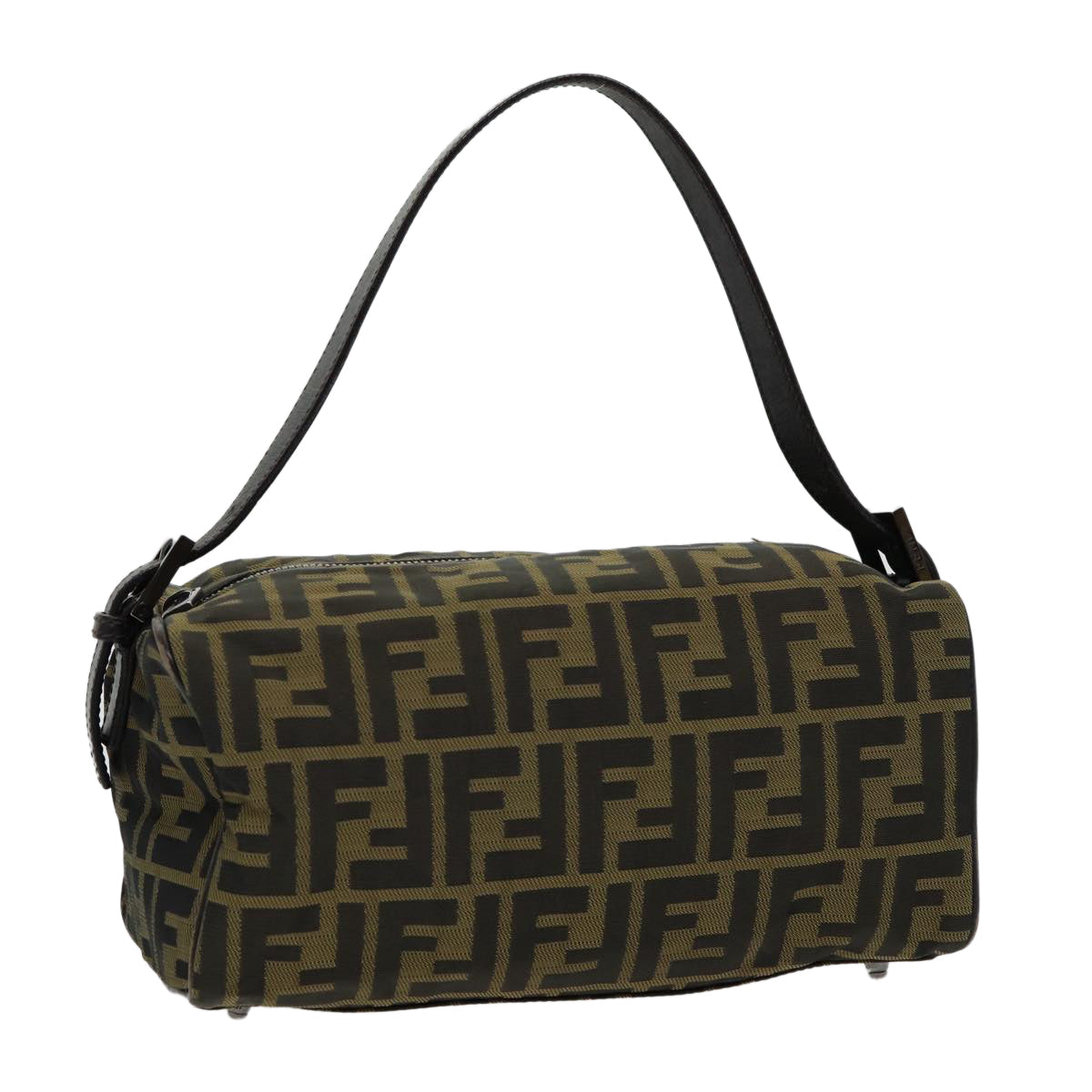 FENDI Zucca Canvas Hand Bag Brown Black ar12386