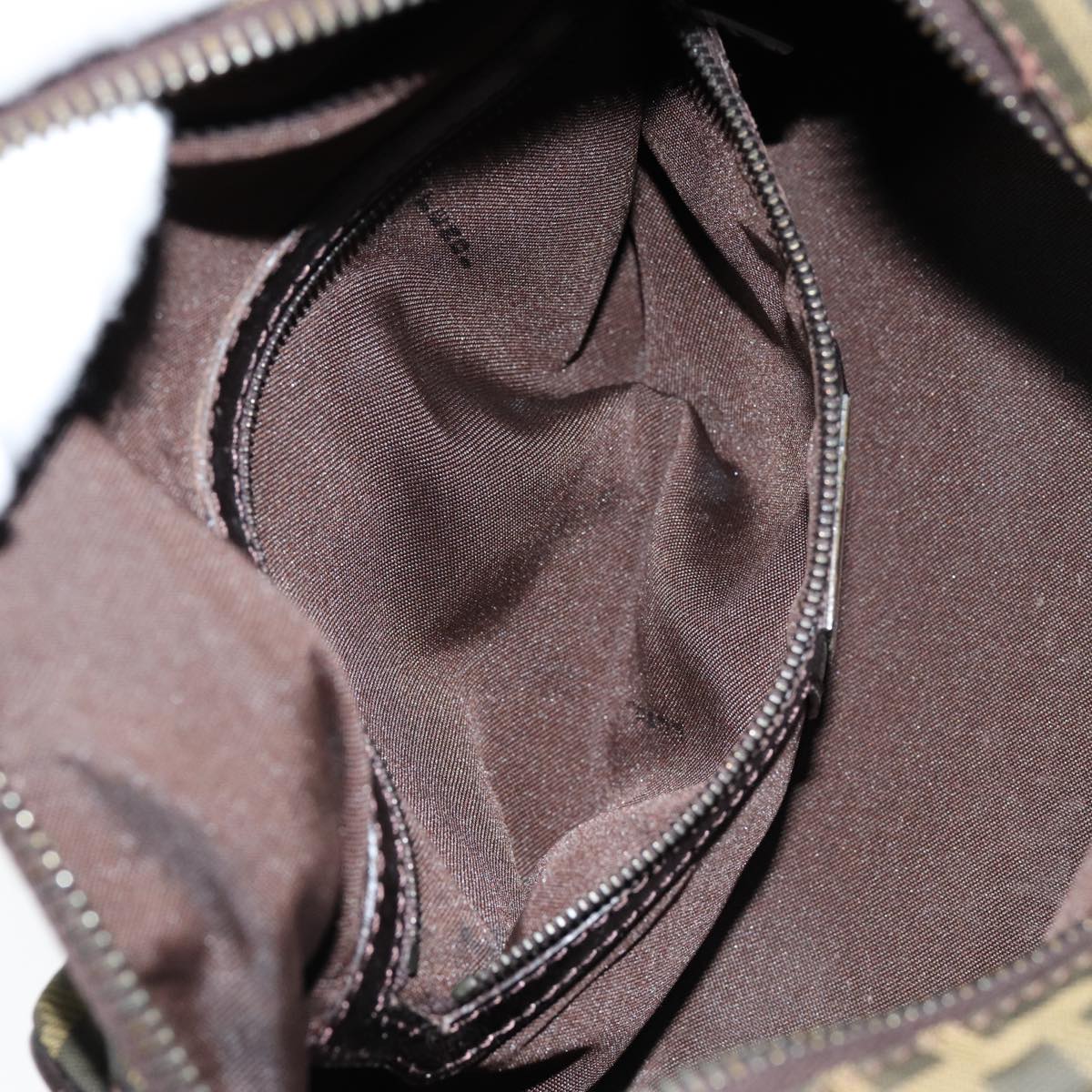 FENDI Zucca Canvas Hand Bag Brown Black ar12386