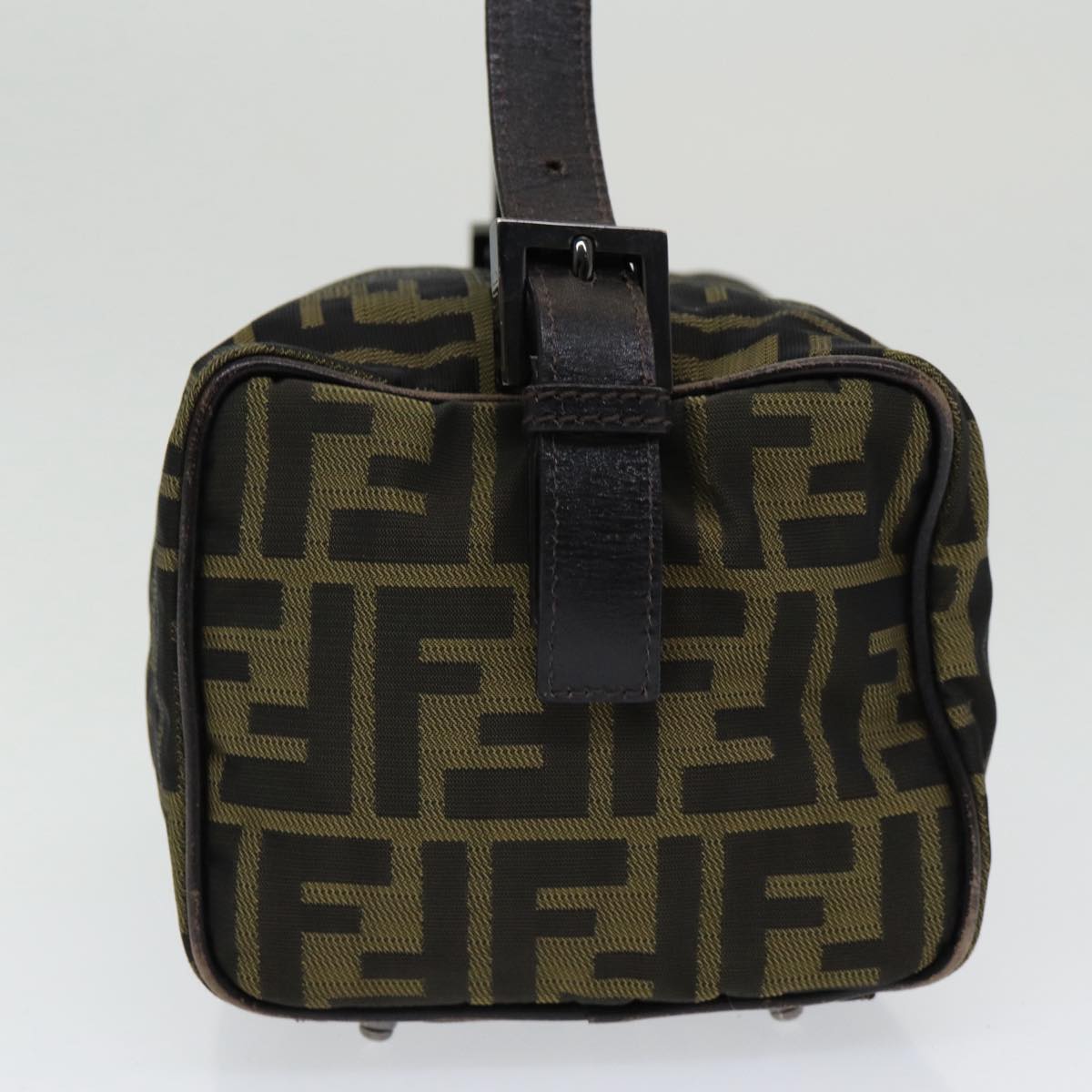 FENDI Zucca Canvas Hand Bag Brown Black ar12386
