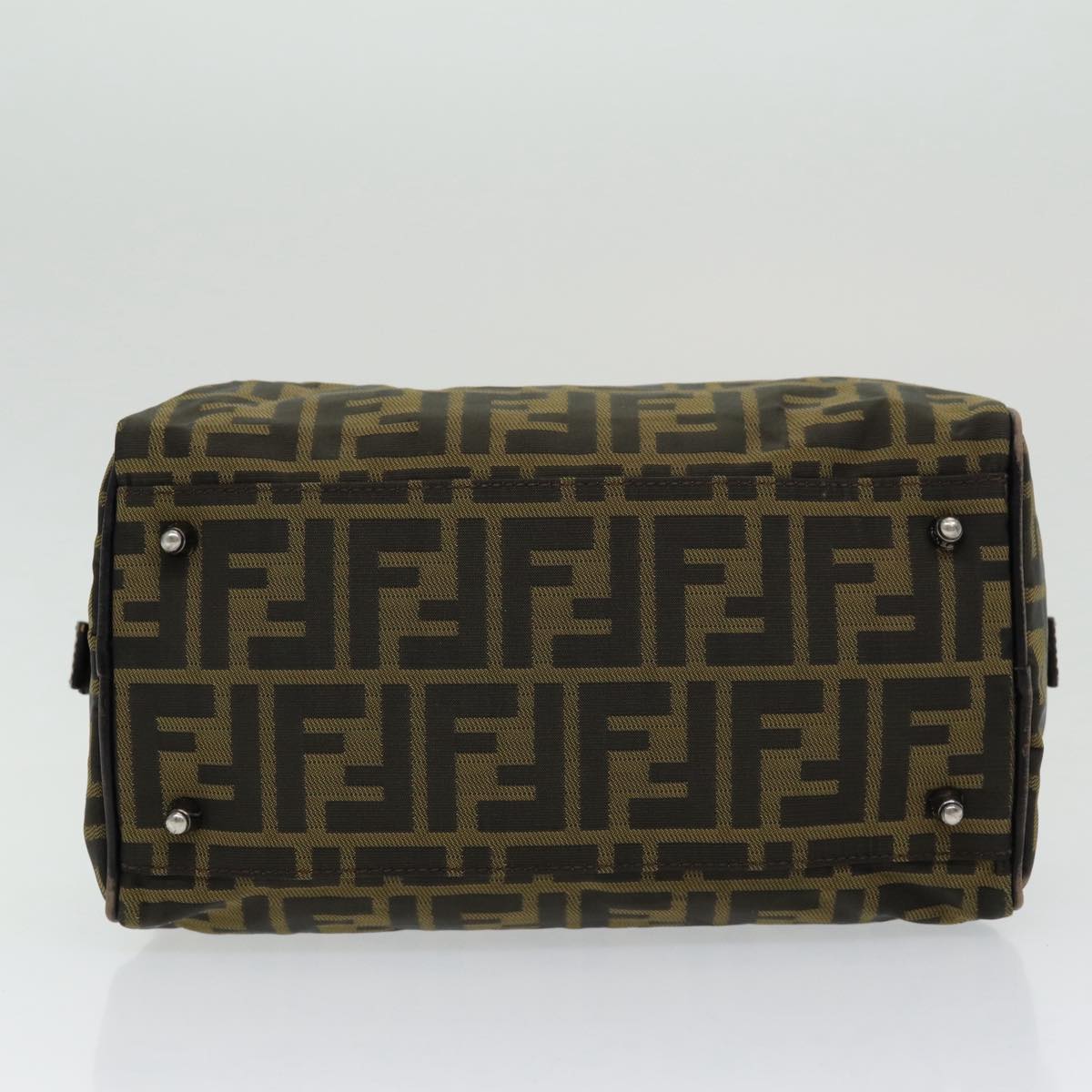 FENDI Zucca Canvas Hand Bag Brown Black ar12386