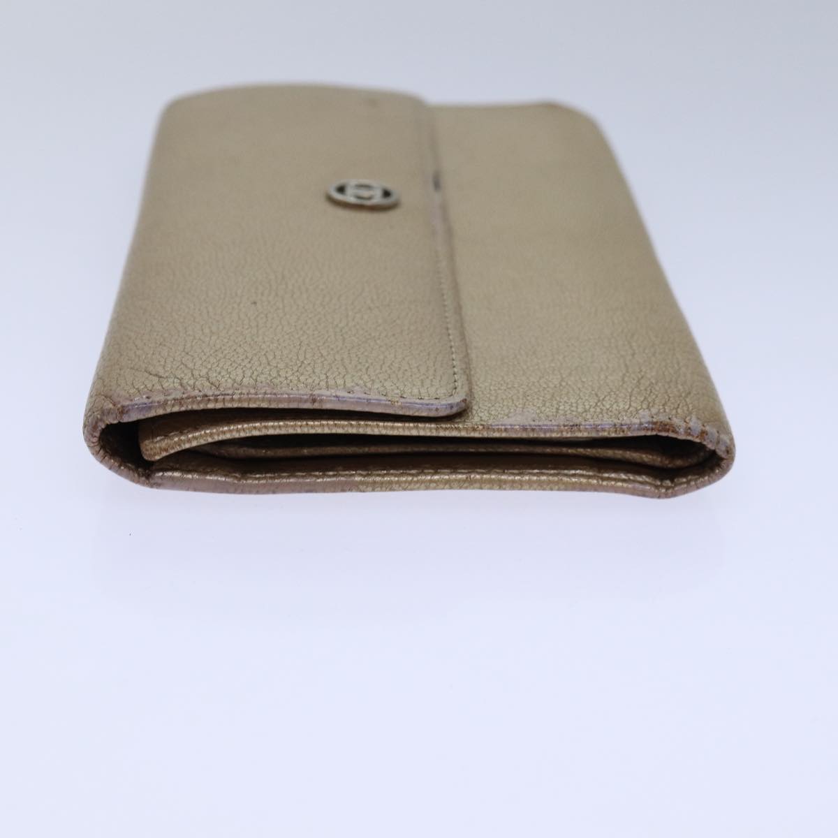 CHANEL COCO Mark Wallet Leather Beige Silver CC ar12390