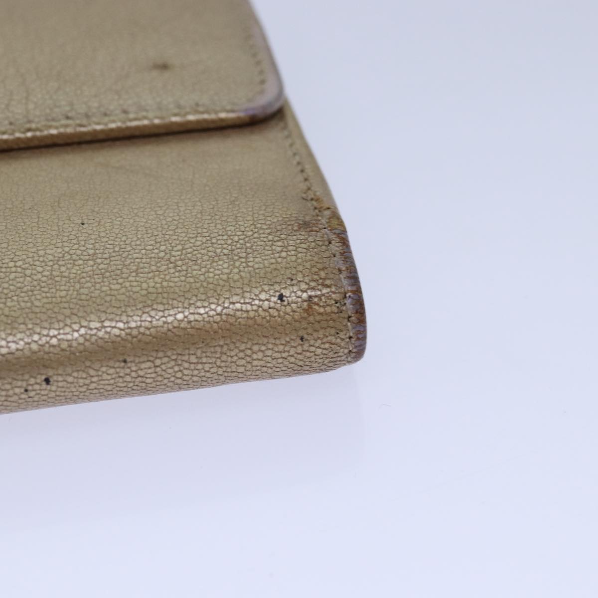 CHANEL COCO Mark Wallet Leather Beige Silver CC ar12390