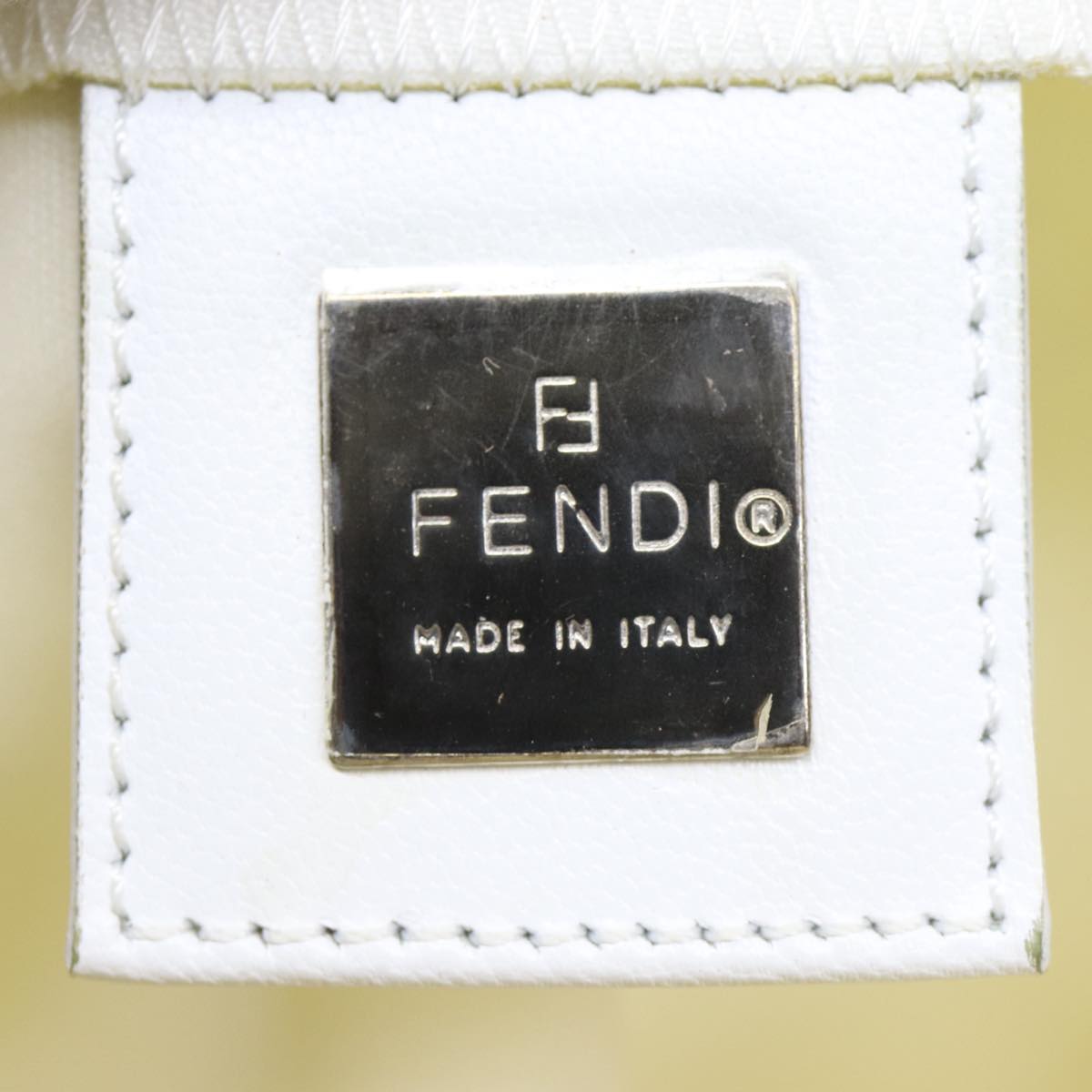 FENDI Shoulder Bag Nylon White Silver ar12395