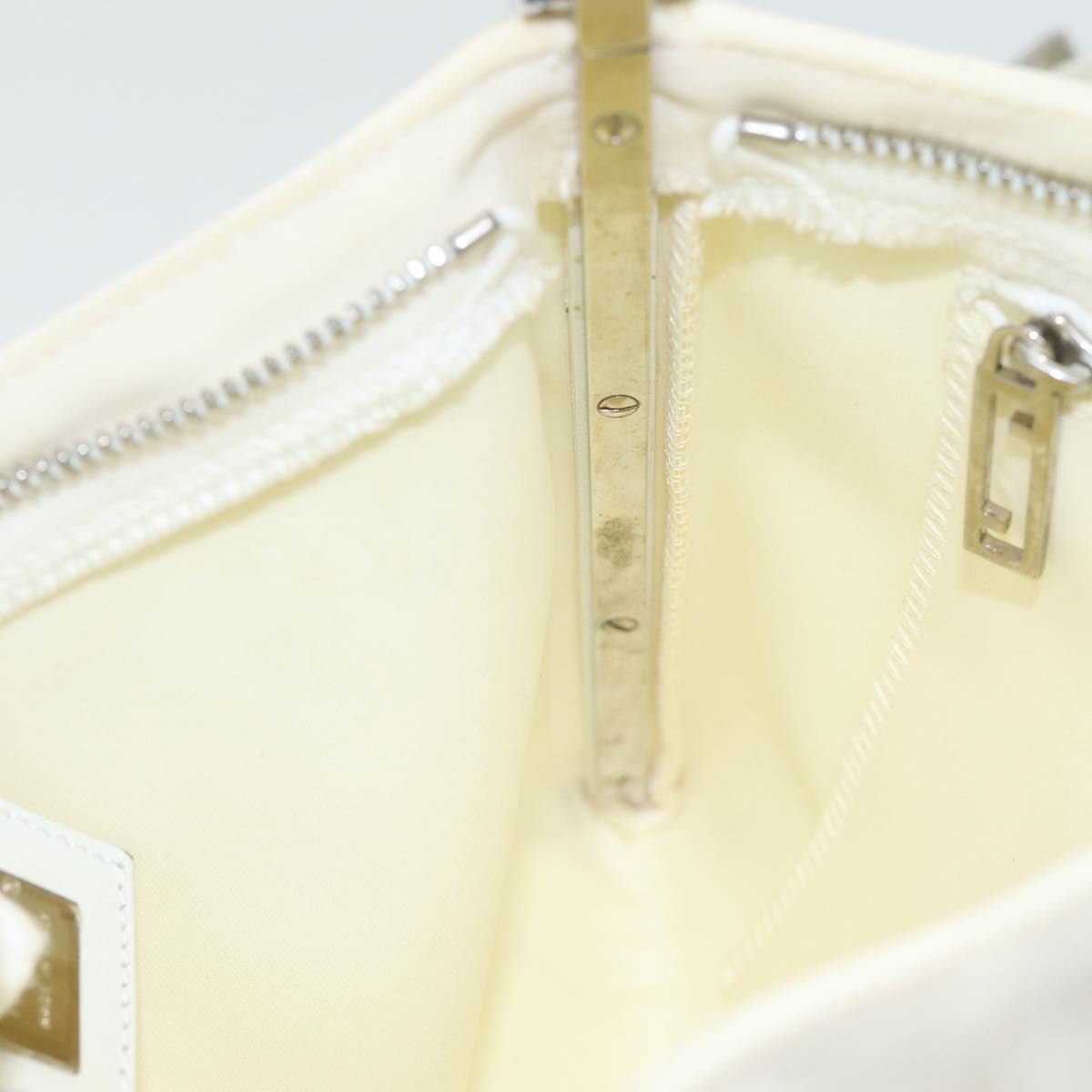 FENDI Shoulder Bag Nylon White Silver ar12395