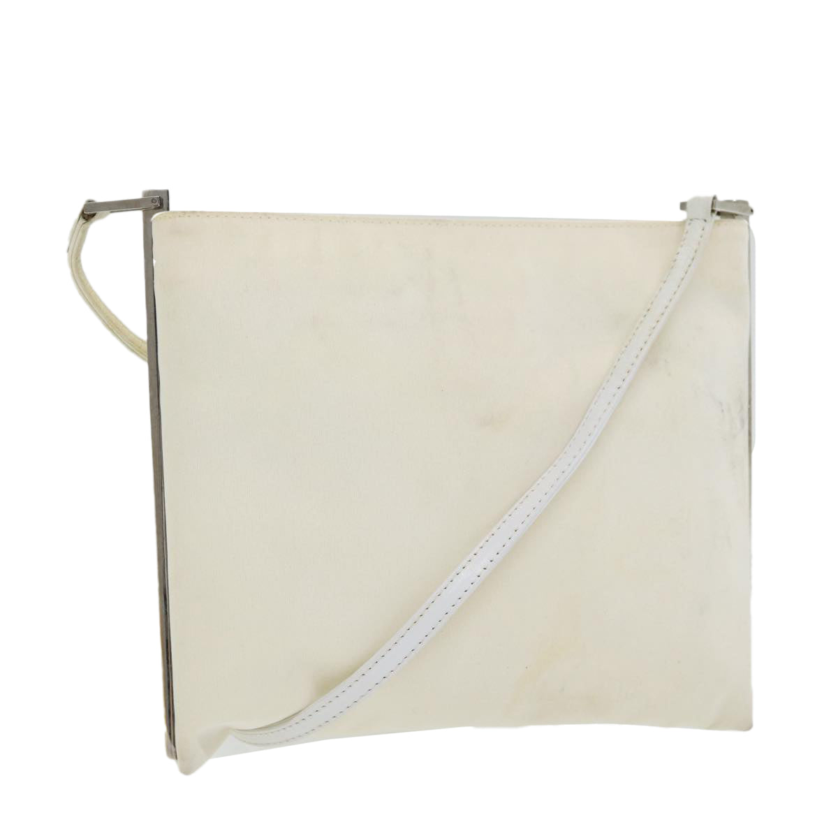 FENDI Shoulder Bag Nylon White Silver ar12395