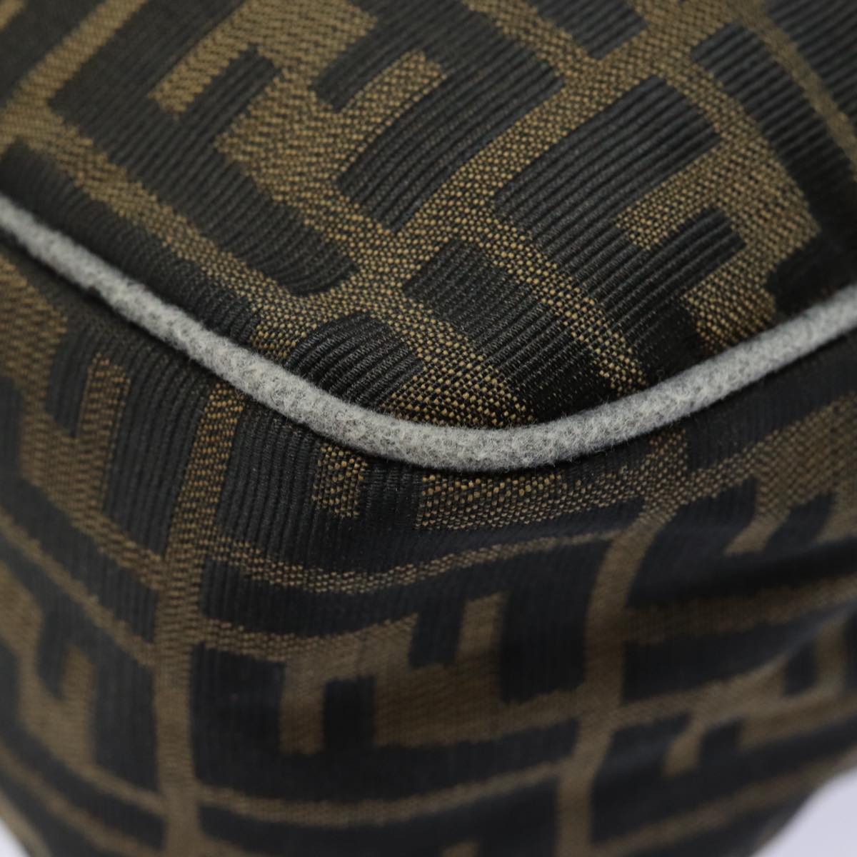 FENDI Zucca Canvas Shoulder Bag Brown Black gold ar12413