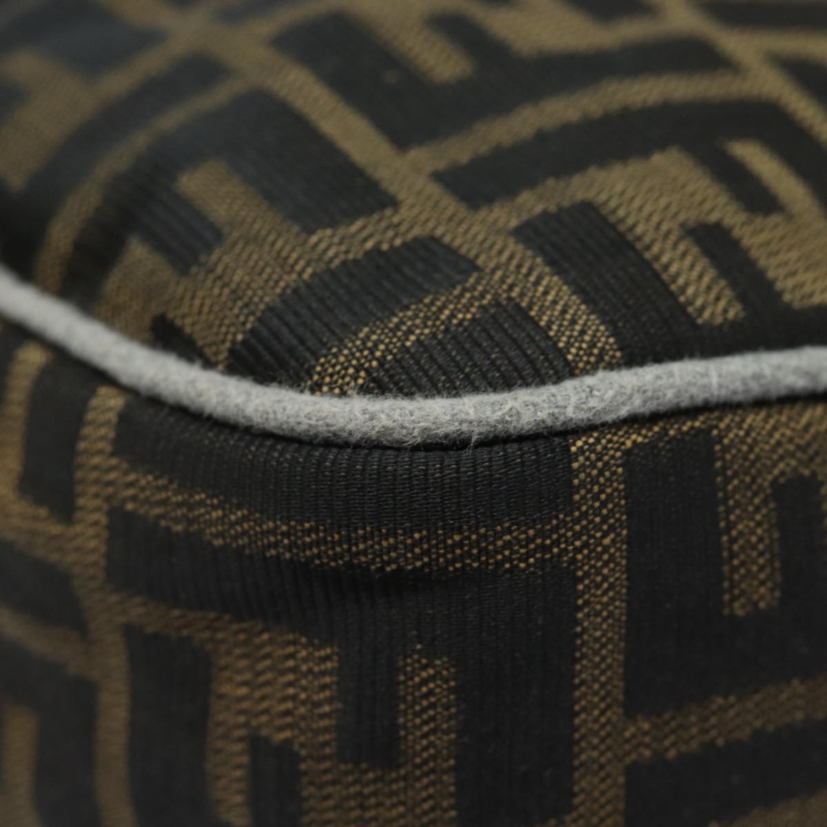 FENDI Zucca Canvas Shoulder Bag Brown Black gold ar12413