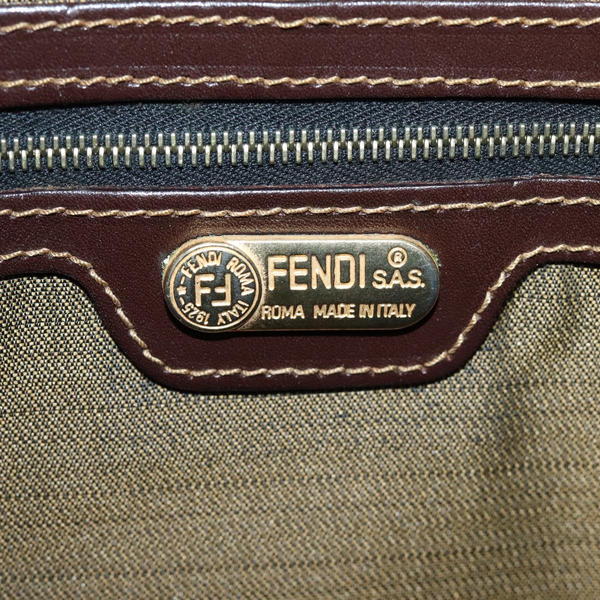 FENDI Zucca Canvas Shoulder Bag Brown Black gold ar12413