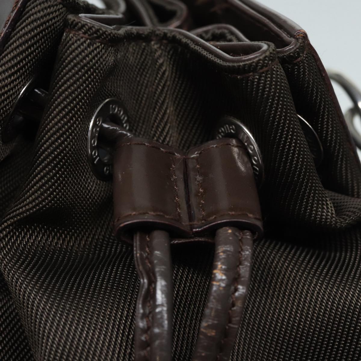 GUCCI Bamboo Hand Bag Nylon Brown Silver ar12416
