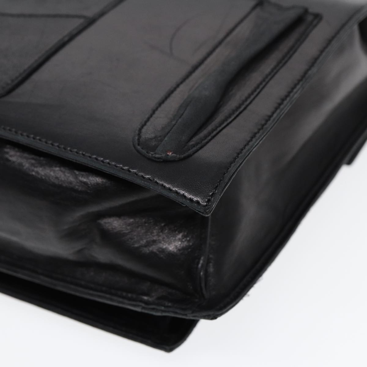 FENDI Hand Bag Leather 2way Black Silver ar12462