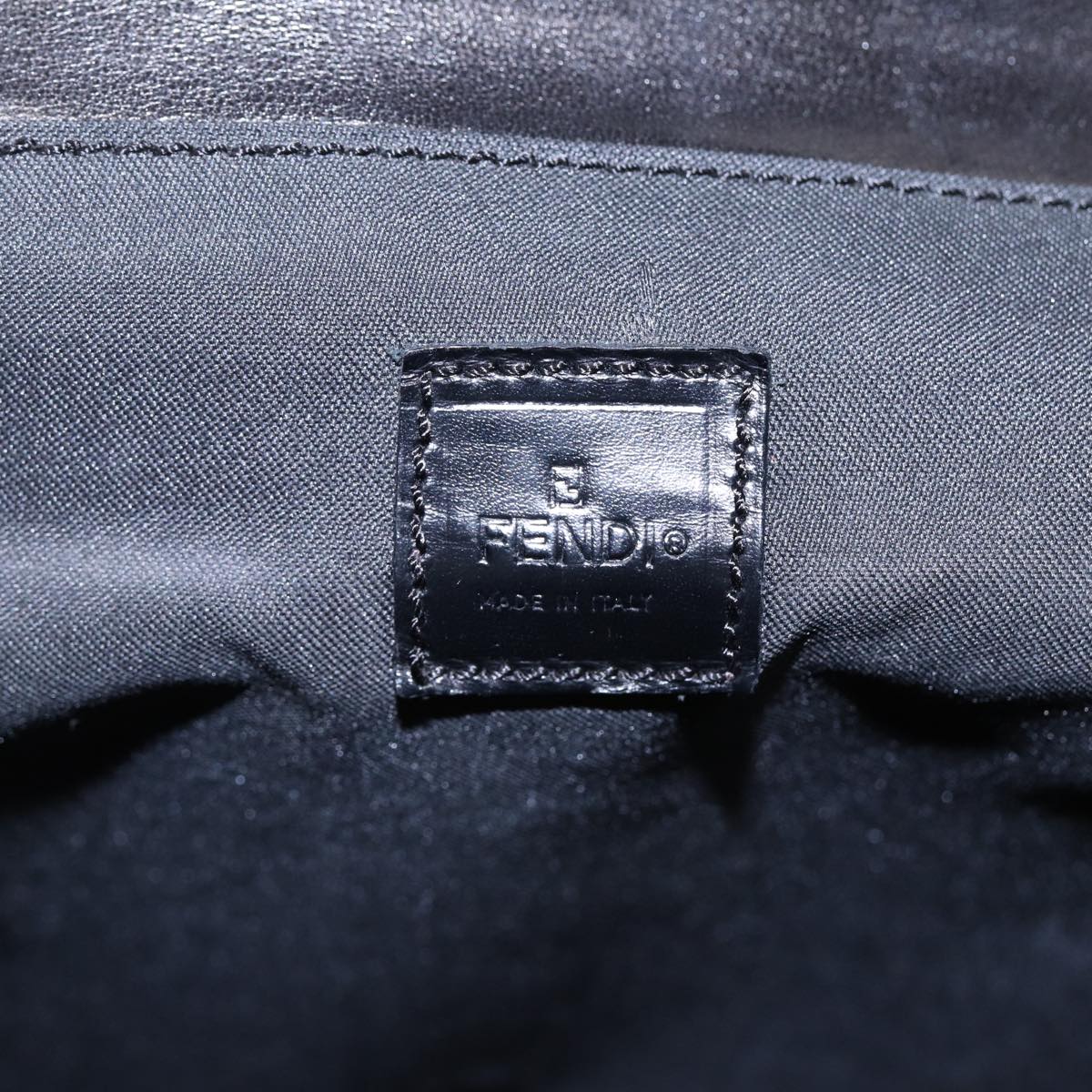 FENDI Hand Bag Leather 2way Black Silver ar12462