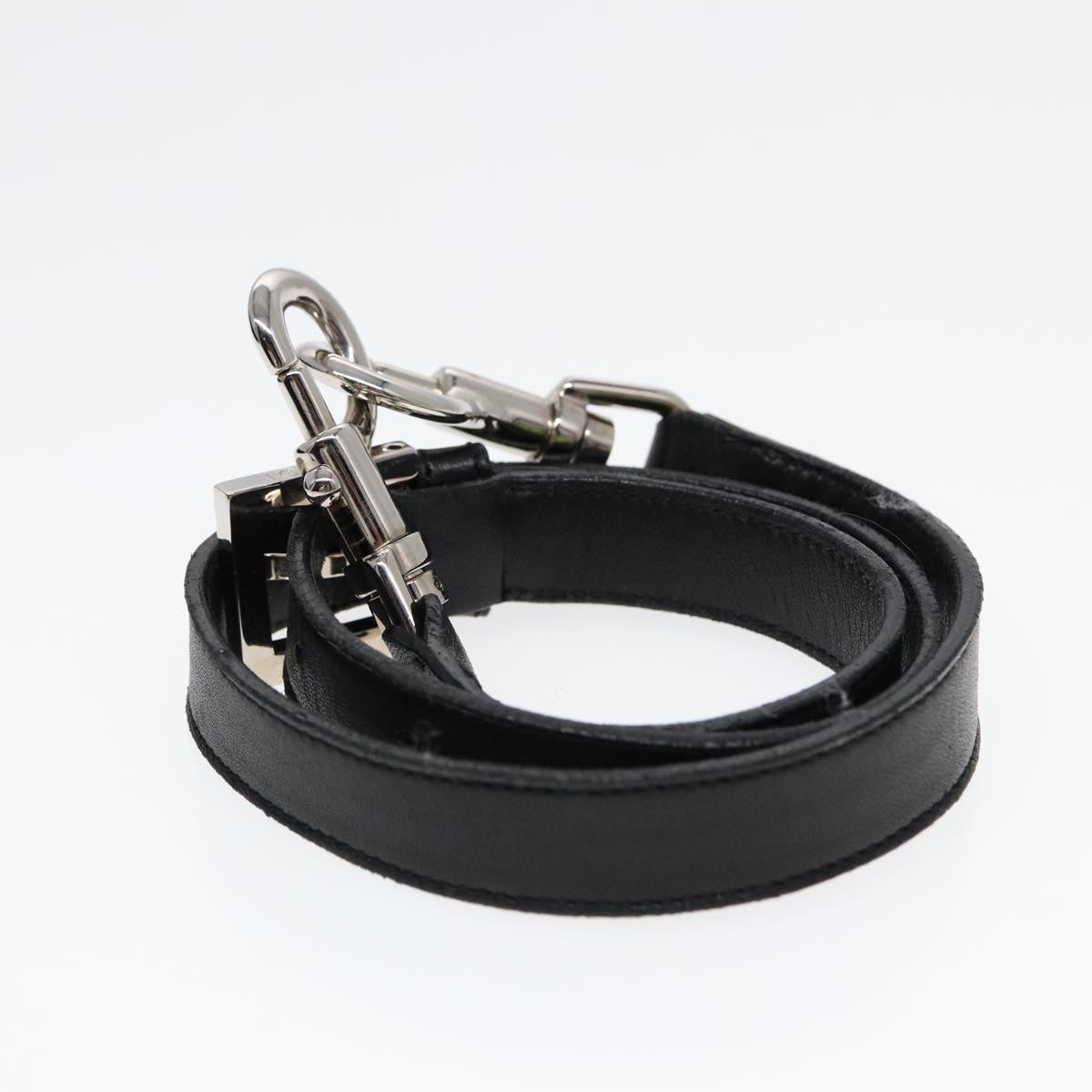 FENDI Hand Bag Leather 2way Black Silver ar12462